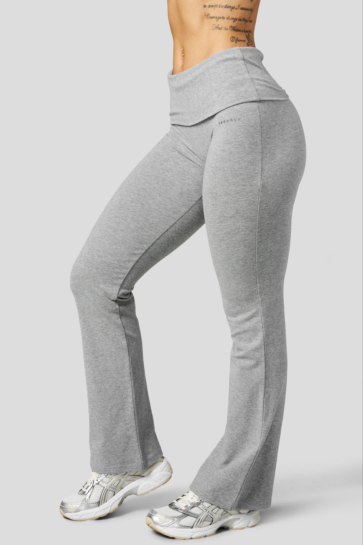 YoungLA W2342 - Studio Edit Foldover Flares - SHORT 'Dark Heather'