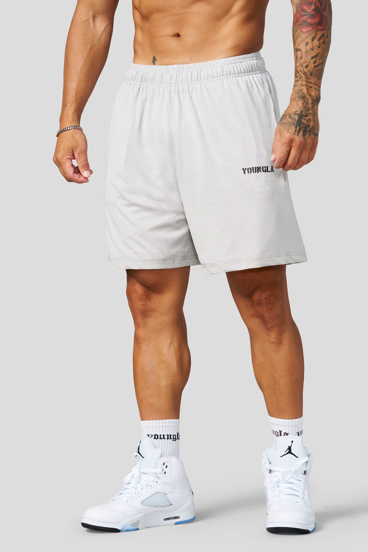 YoungLA 1103 - Aeromesh 7" Shorts 'Light Grey'