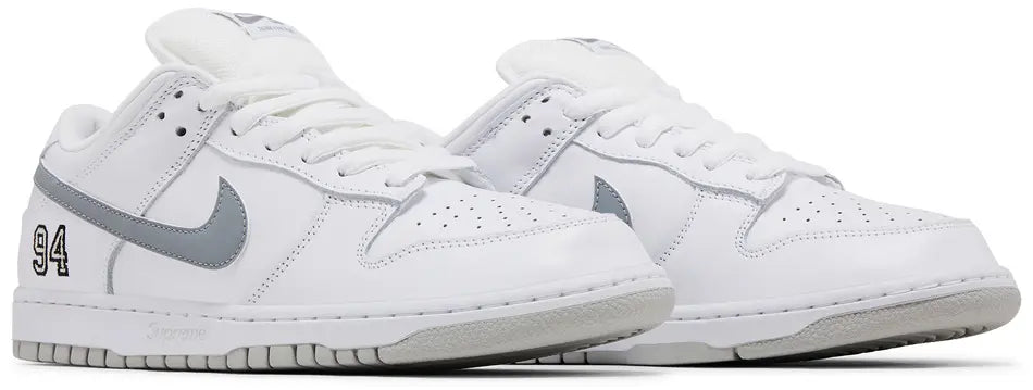 Supreme x Dunk Low SB 'White Metallic Silver'
