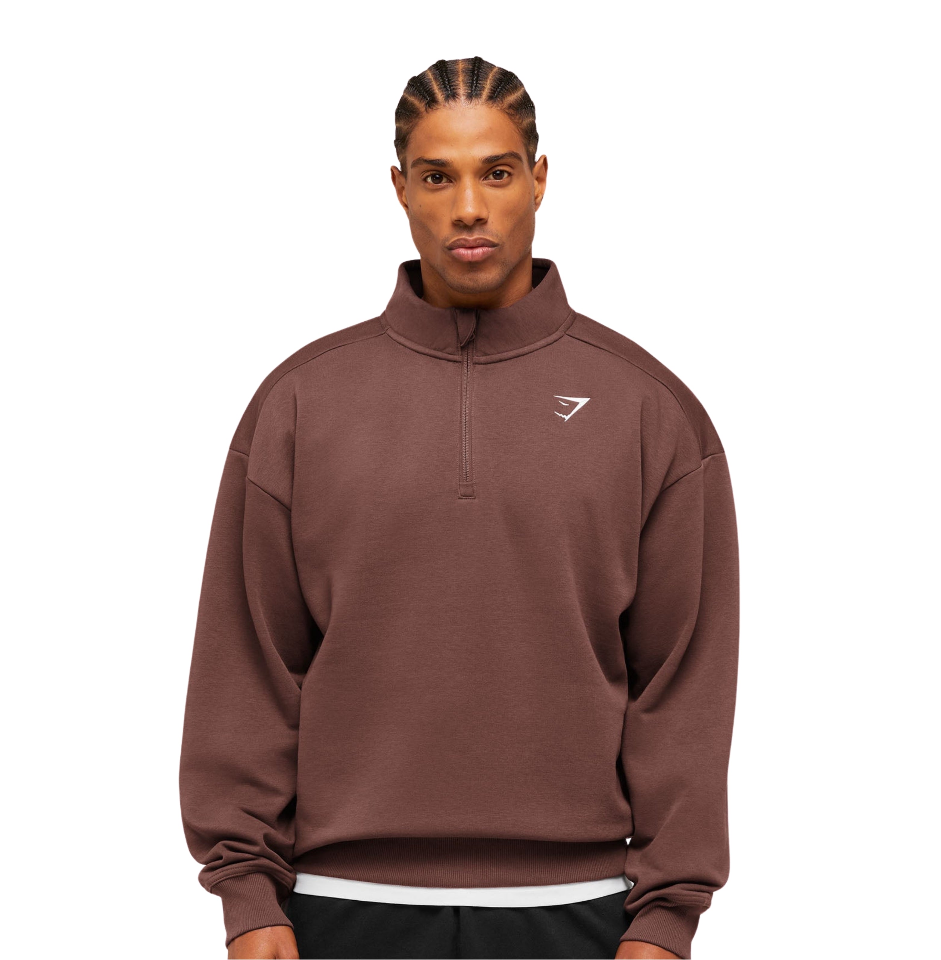 Gymshark Crest Oversized 1/4 Zip 'Espresso Brown'