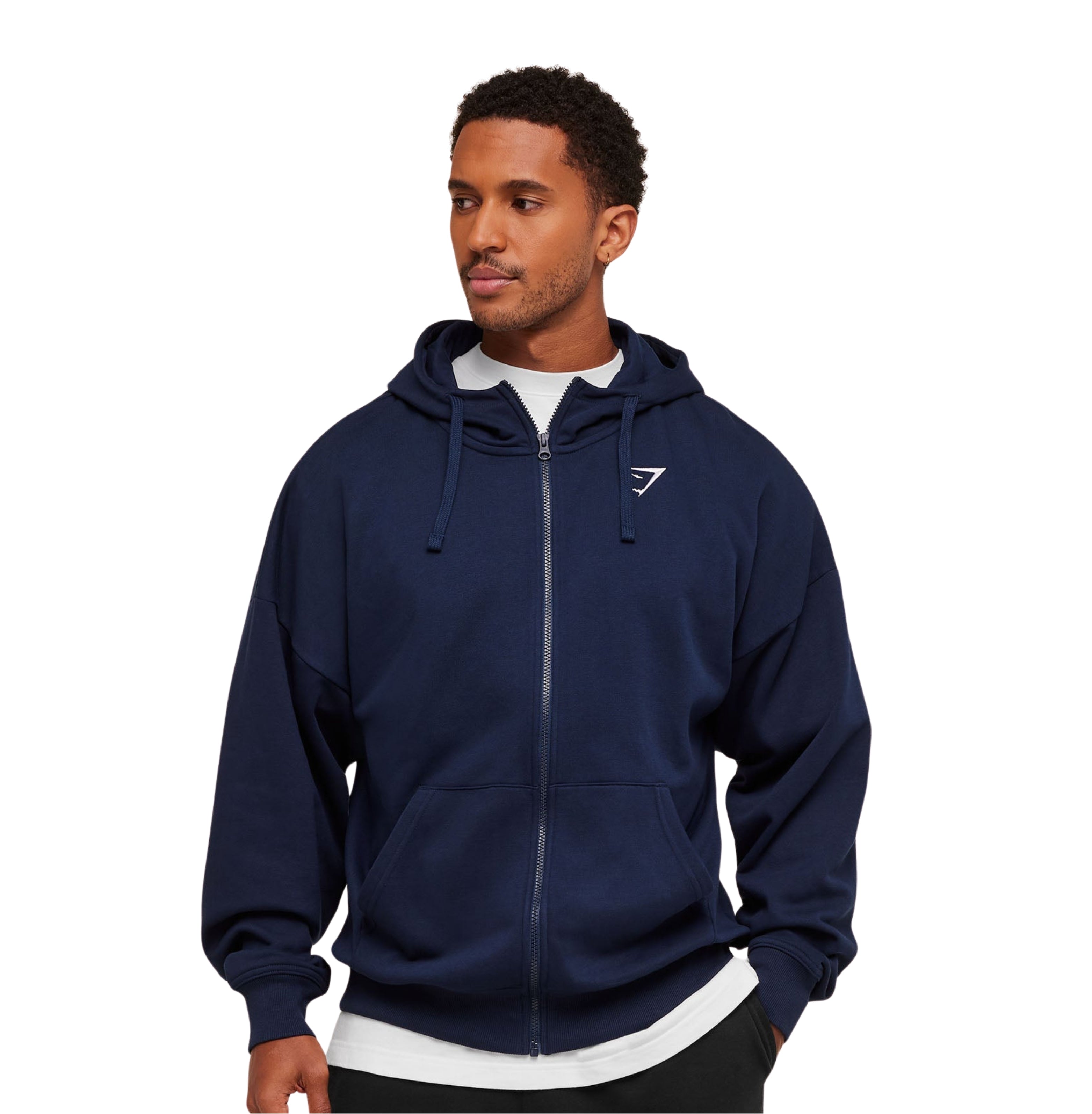 Gymshark Crest Oversized Zip Up Hoodie 'Navy'
