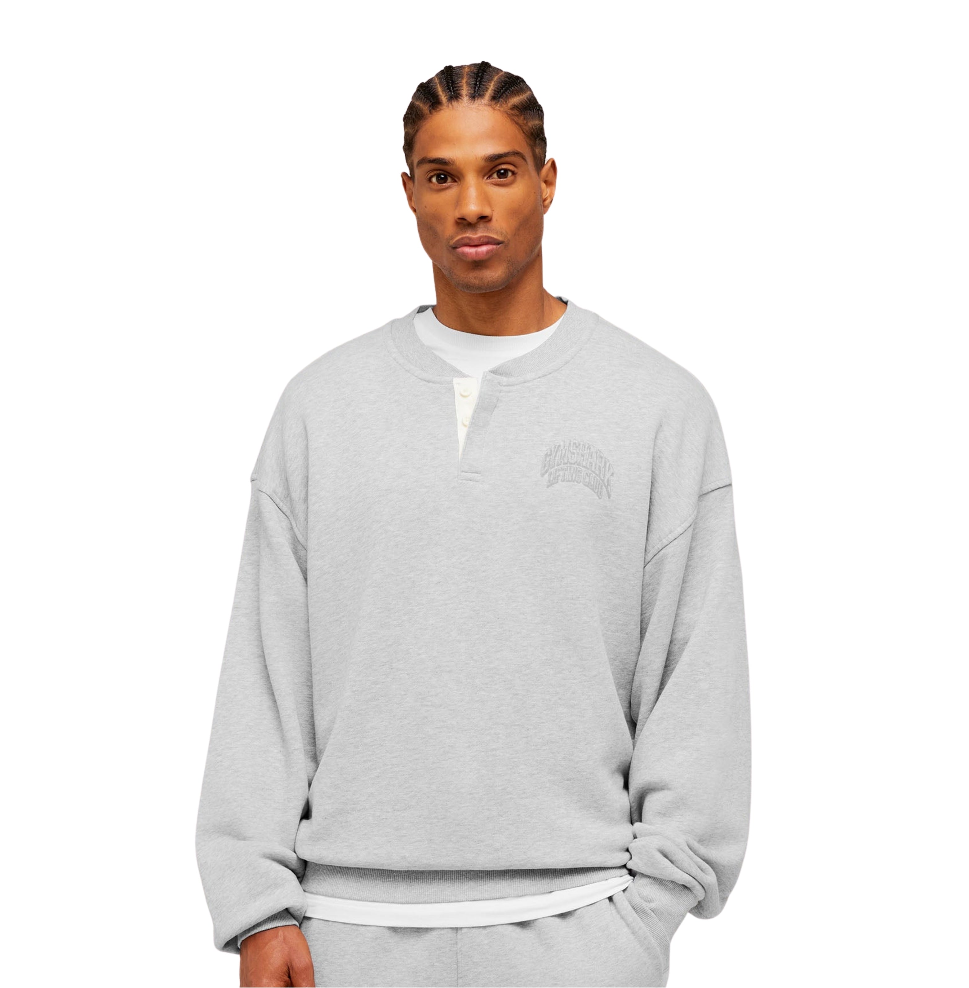 Gymshark GSLC Henley Sweat 'Bros Soft Grey Marl'