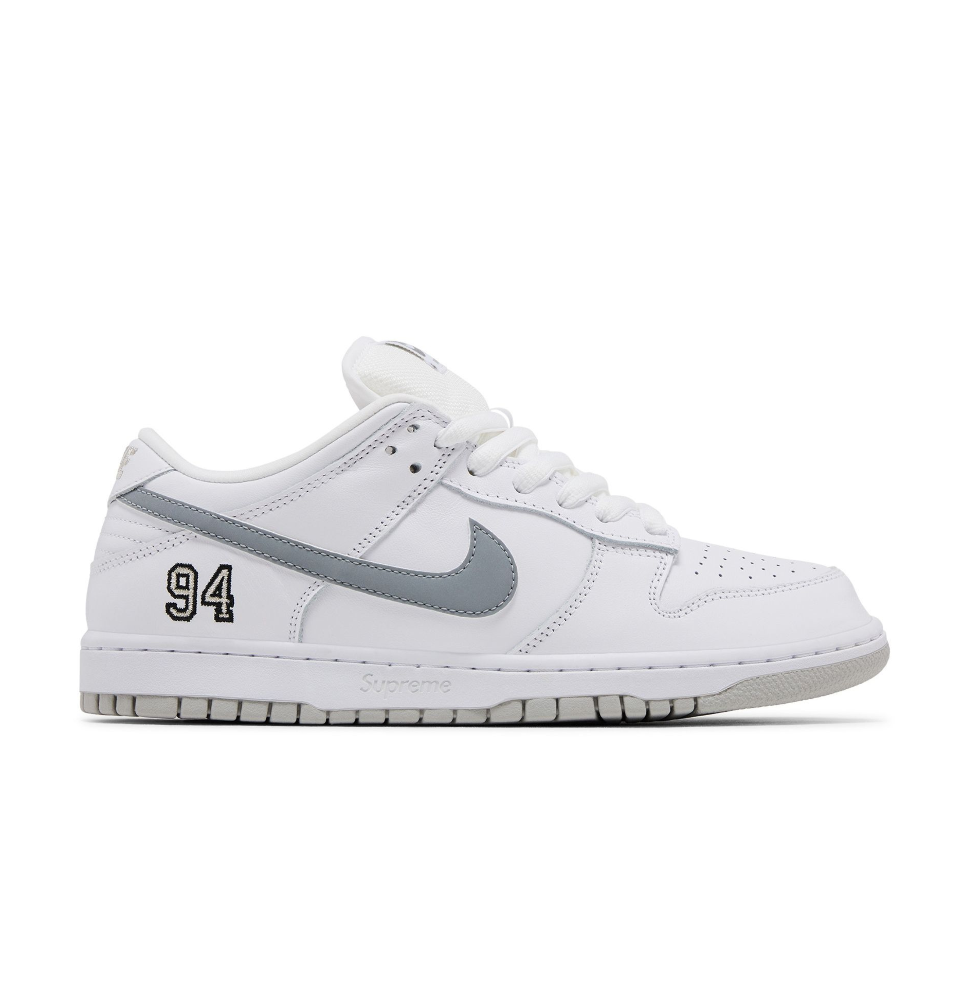 Nike SB Dunk Low X Supreme 94 'White Metallic Silver'