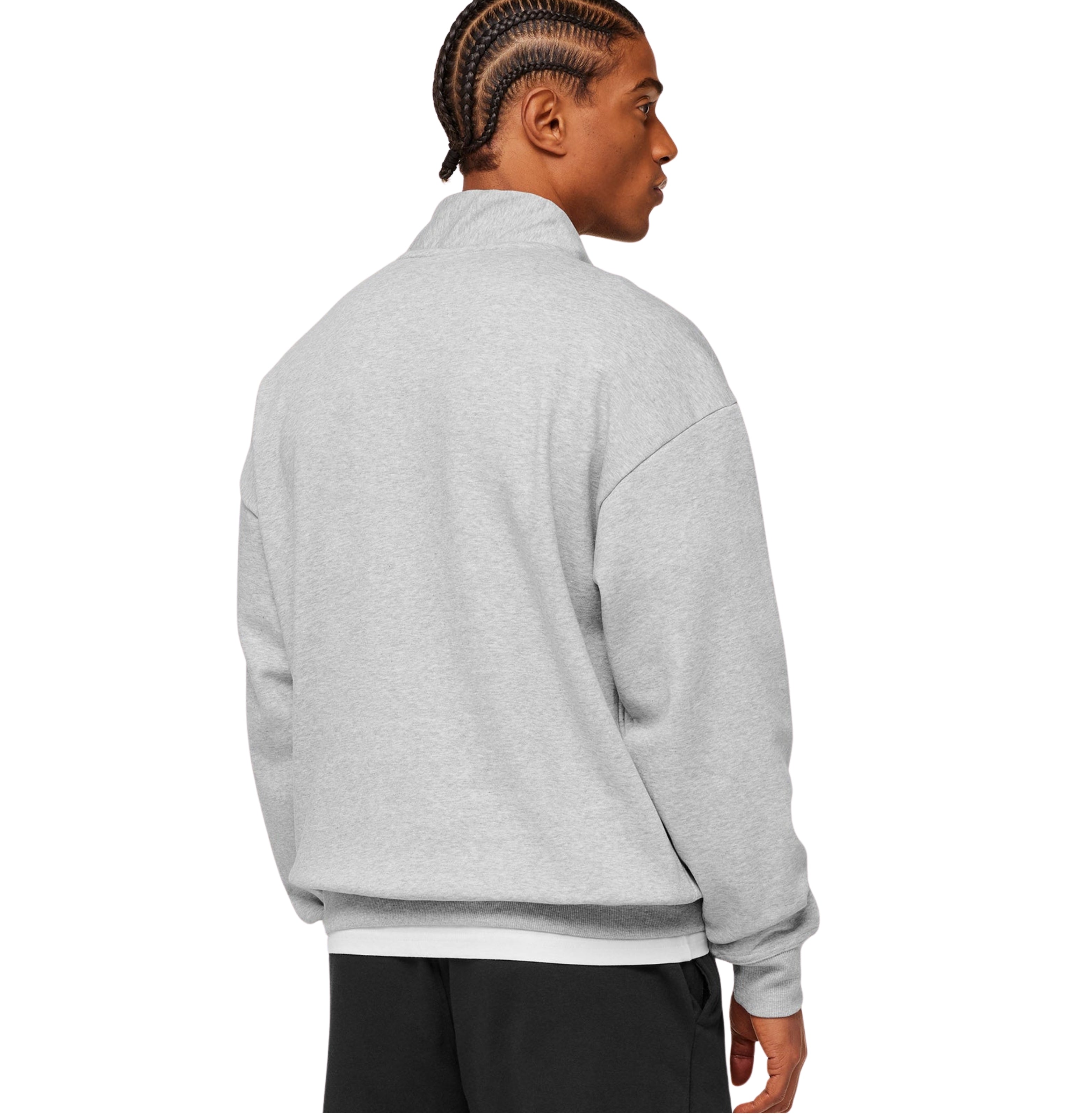 Gymshark Crest Oversized 1/4 Zip 'Light Grey Core Marl'