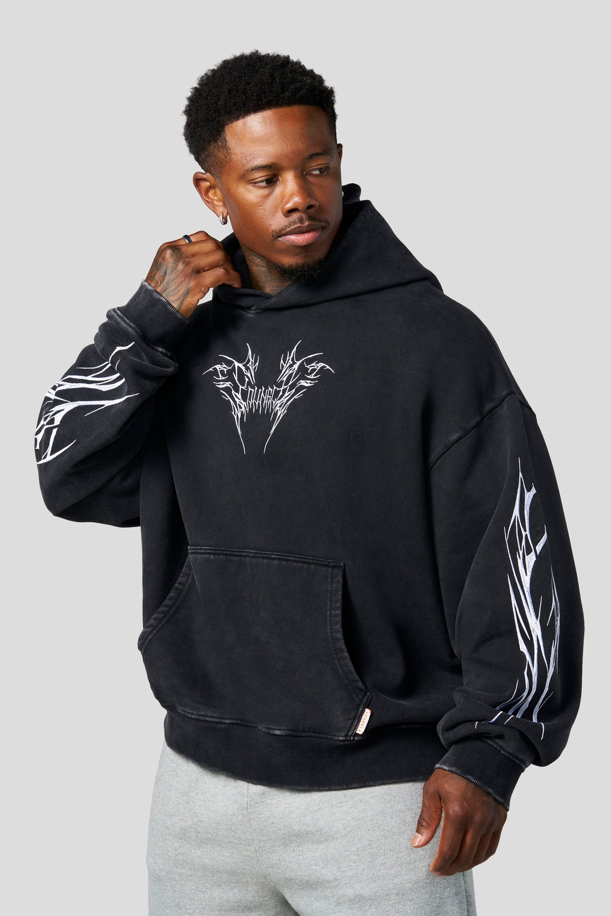YoungLA 5033 - Vengeance Pullover Hoodies 'Black Wash White'