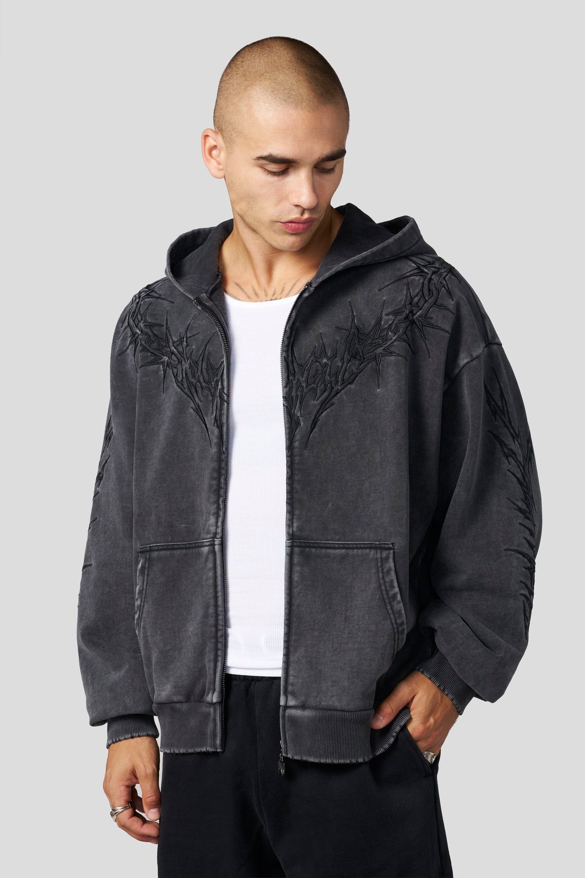 YoungLA 5228 - Vengeance Zip-Ups 'Grey Wash'