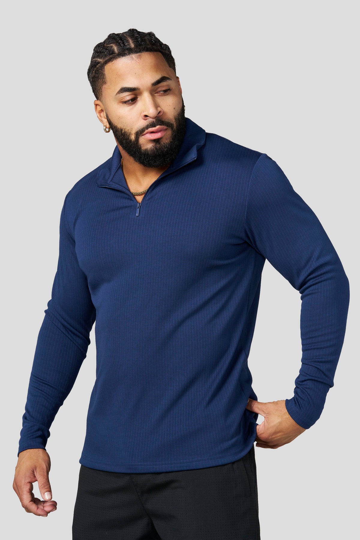 YoungLA 8124 - Essential Quarter Zip 'Navy'
