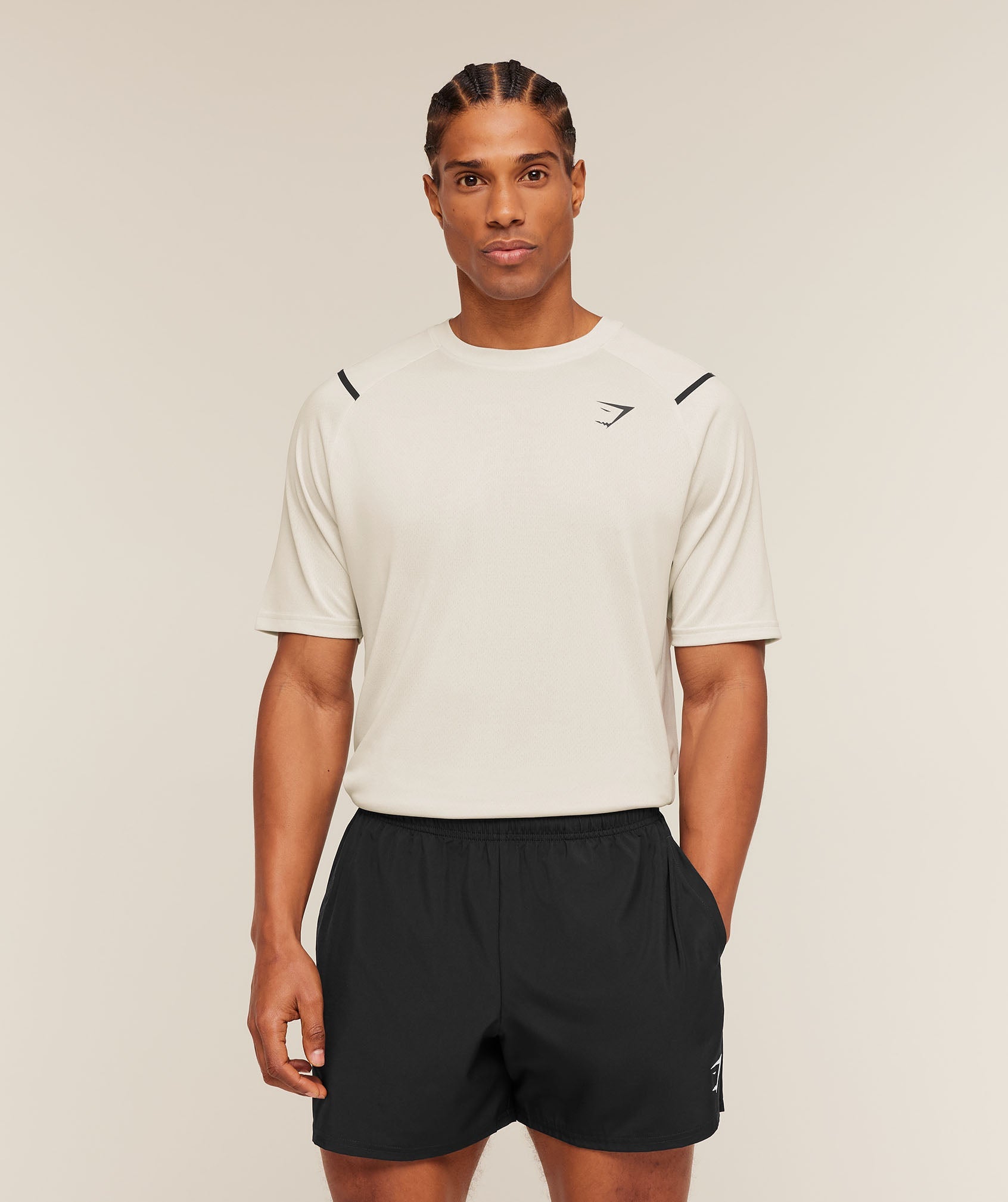 Gymshark Arrival Contrast T-Shirt 'Tinted White Pebble Grey'