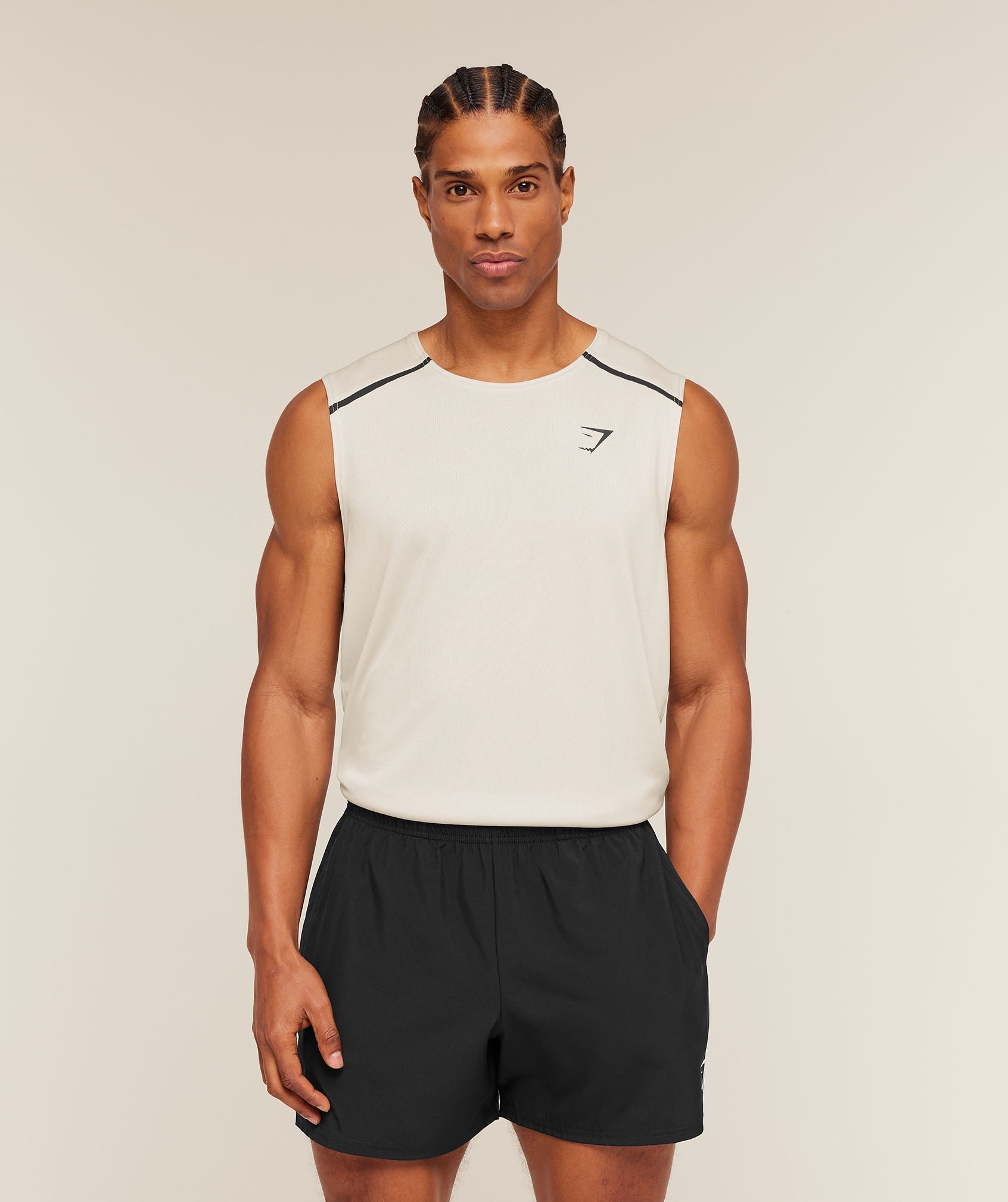 Gymshark Arrival Contrast Tank 'Tinted White Pebble Grey'