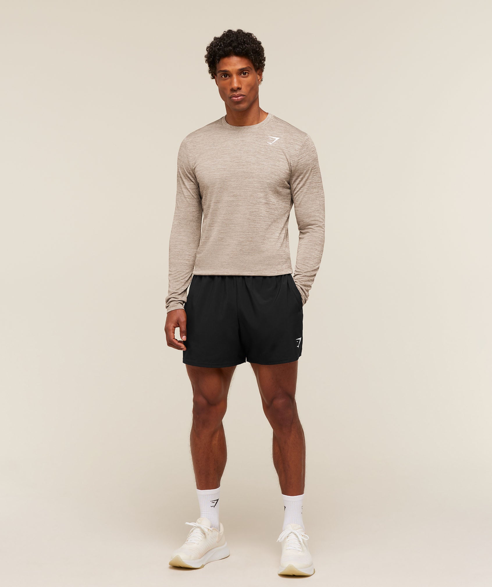 Gymshark Arrival Long Sleeve T-Shirt 'Chalk Beige Lifestyle Brown'