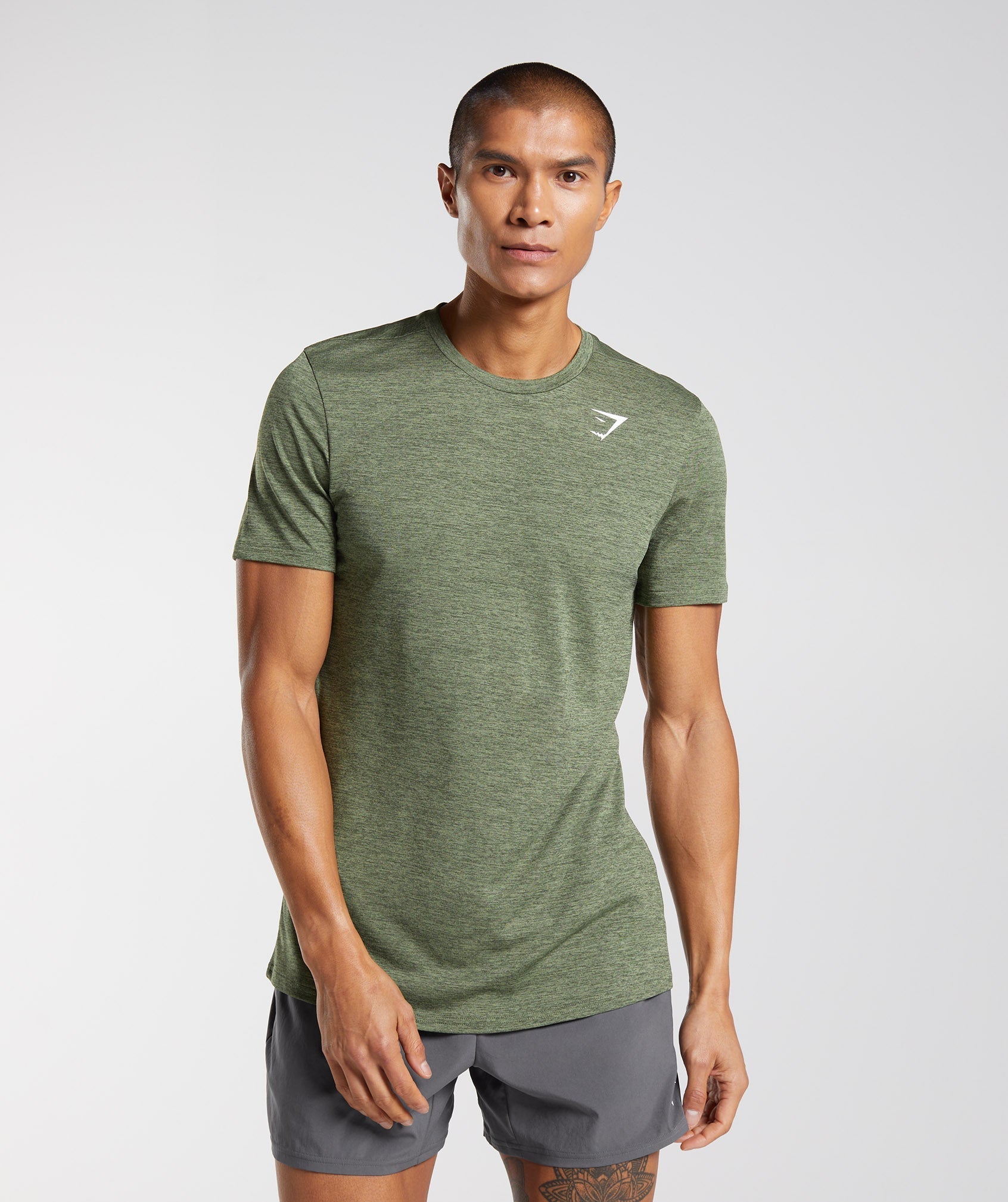 Gymshark Arrival Marl T-Shirt 'Core Olive Kalamata Olive Marl'