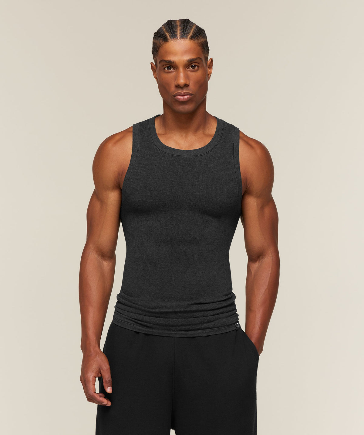 Gymshark Cotton Seamless Sleeveless Top 'Black Marl'