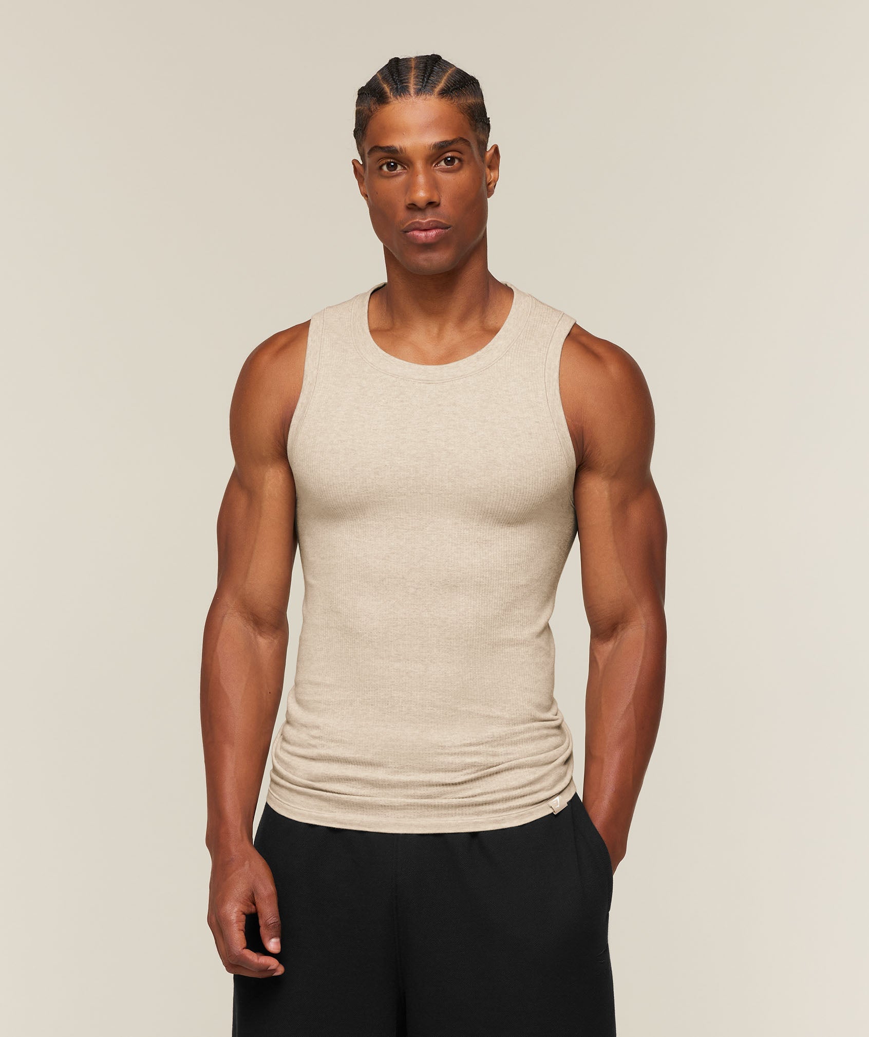 Gymshark Cotton Seamless Sleeveless Top 'Oat Marl'