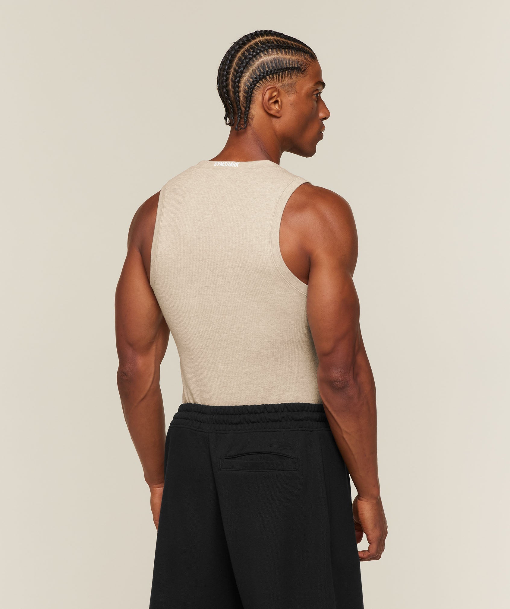 Gymshark Cotton Seamless Sleeveless Top 'Oat Marl'