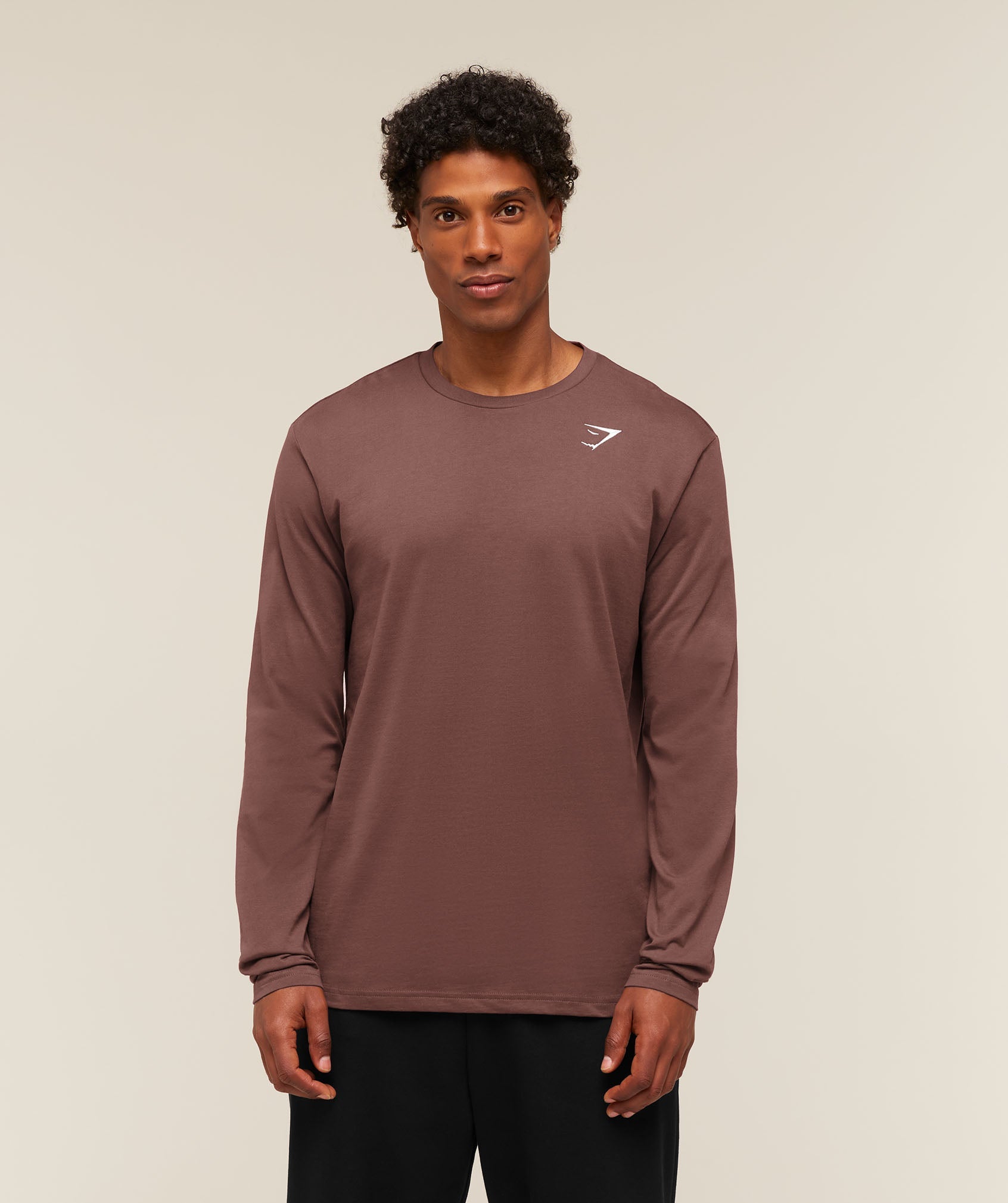 Gymshark Crest Long Sleeve T-Shirt 'Espresso Brown'