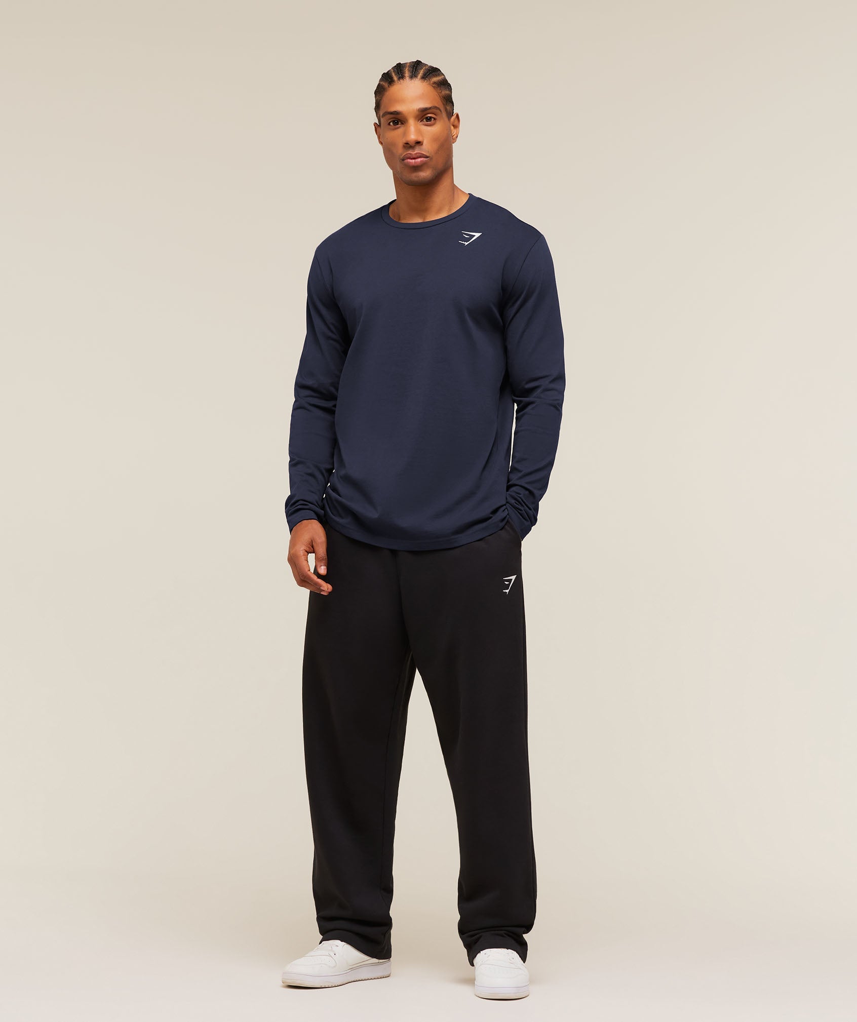 Gymshark Crest Long Sleeve T-Shirt 'Heavy Blue'