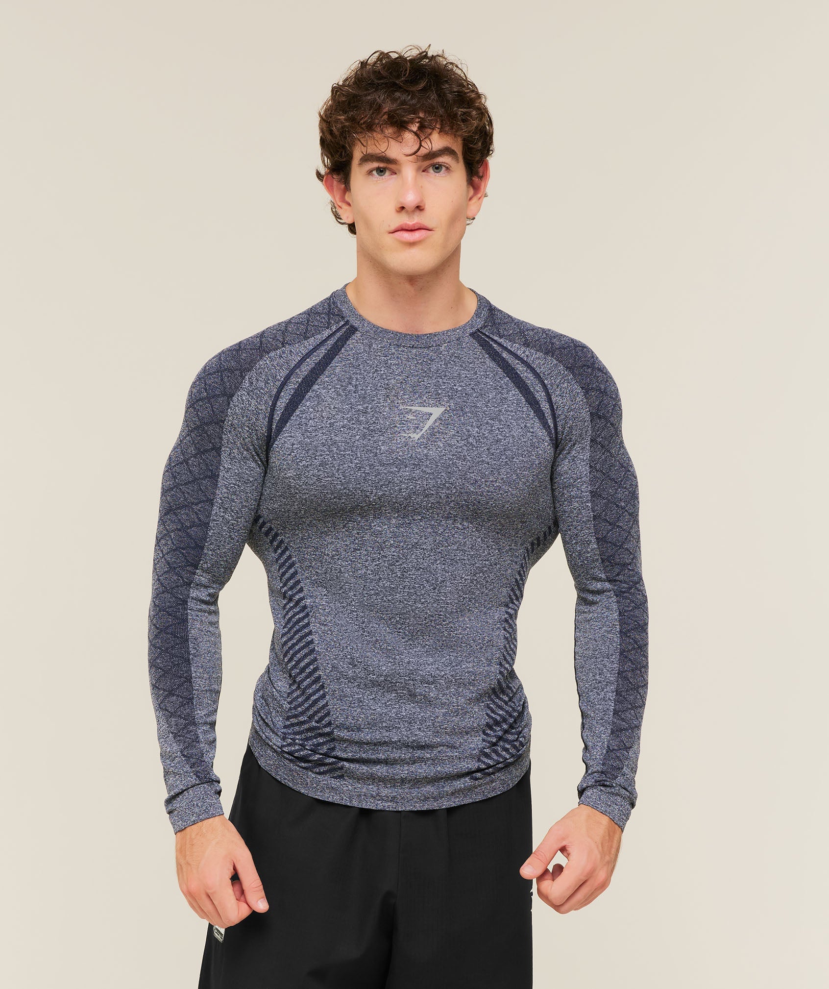 Gymshark Devant Seamless Long Sleeve T-Shirt 'Heavy Blue'