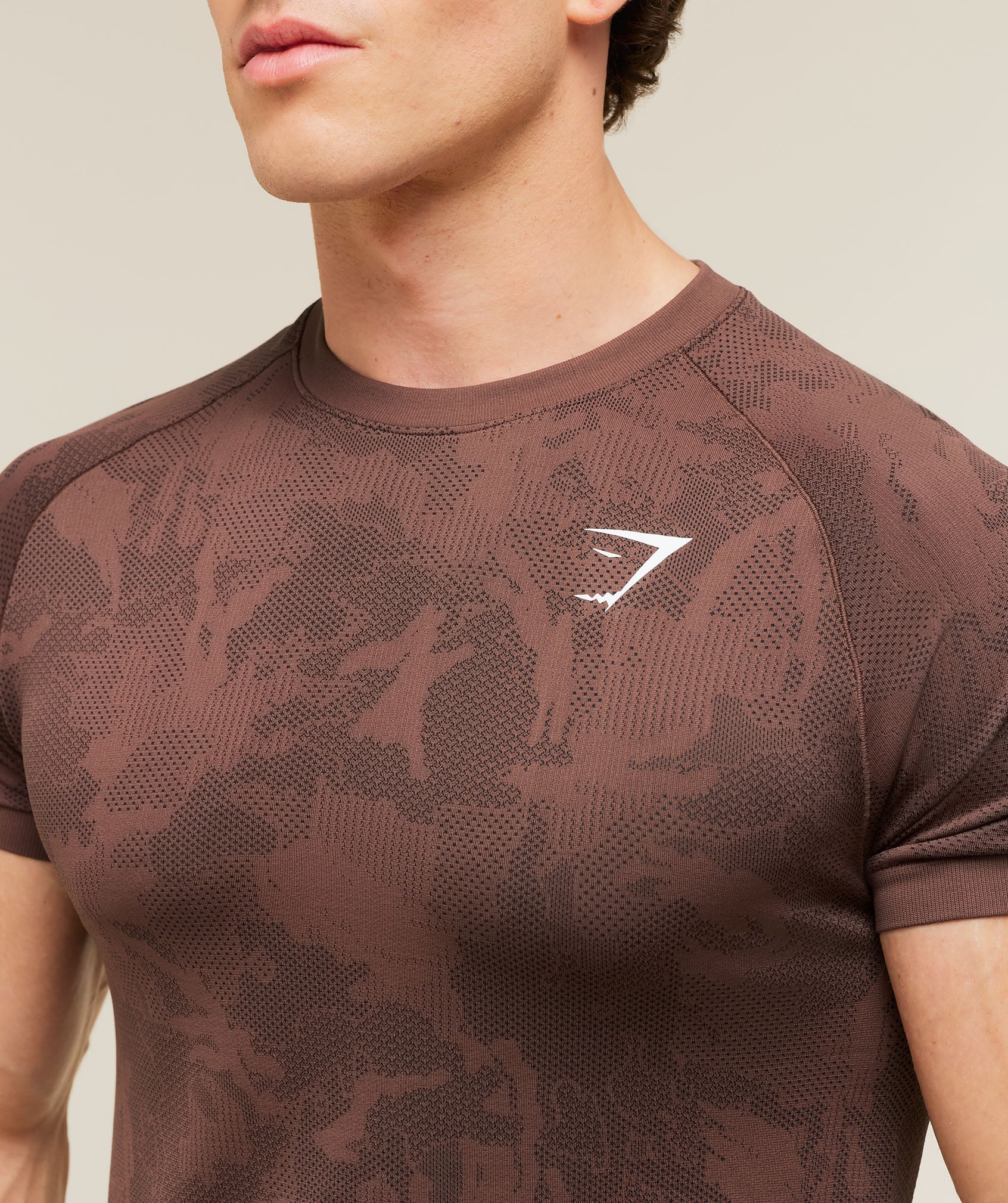 Gymshark Geo Seamless T-Shirt 'Espresso Brown Black'
