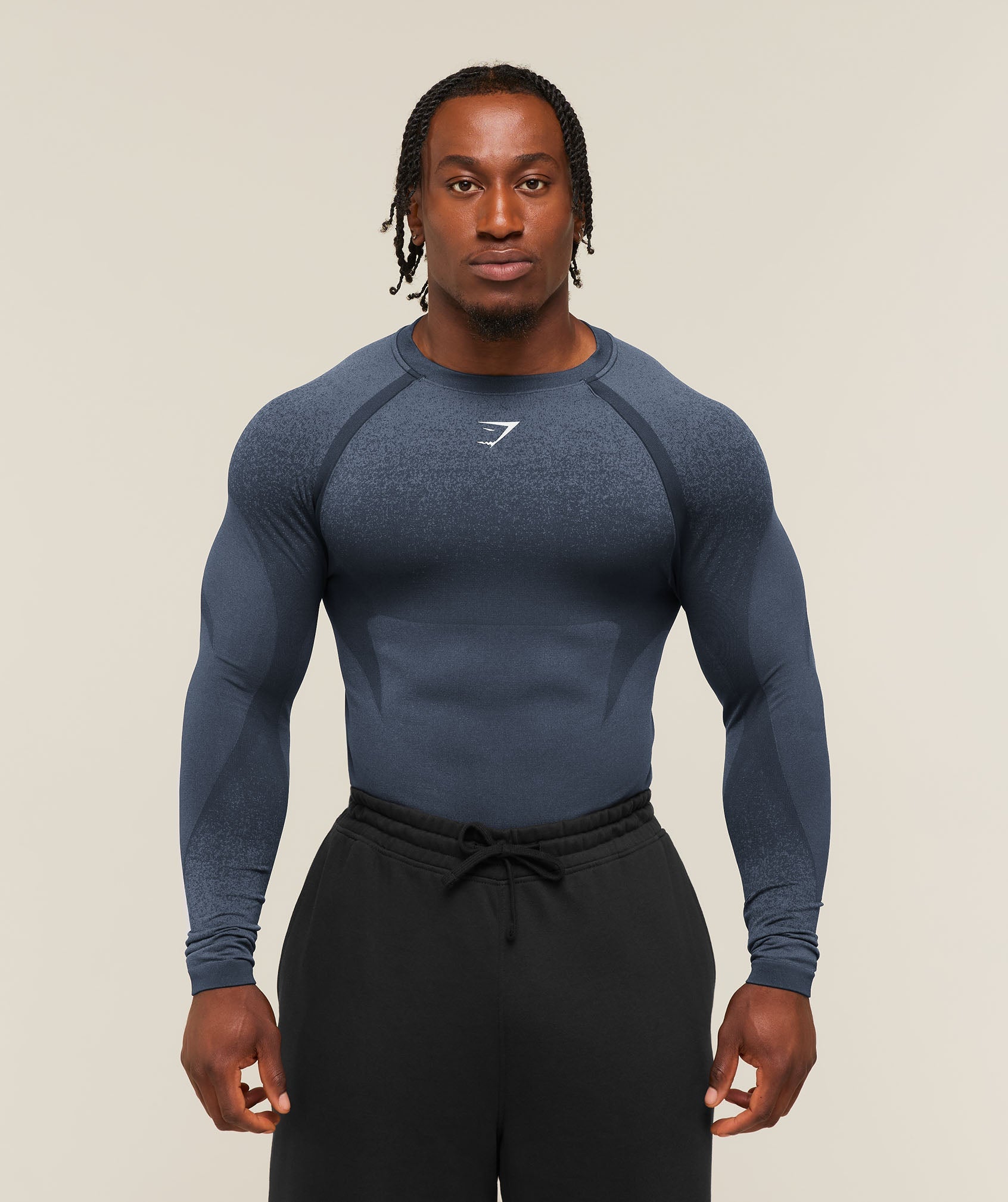 Gymshark Shadow Seamless Long Sleeve T-Shirt 'Heavy Blue'