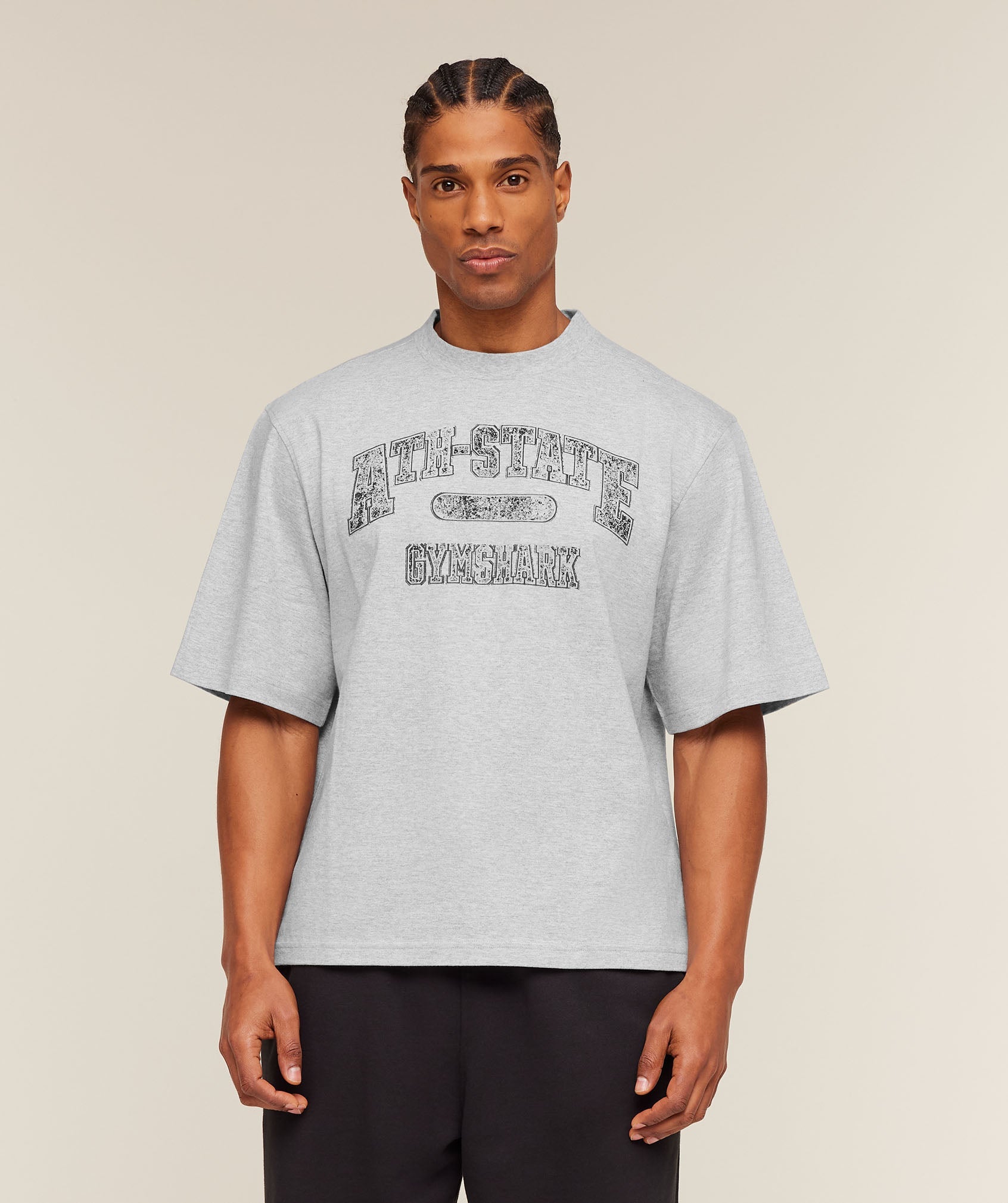 Gymshark Ath-State Graphic T-Shirt 'Light Grey Core Marl'
