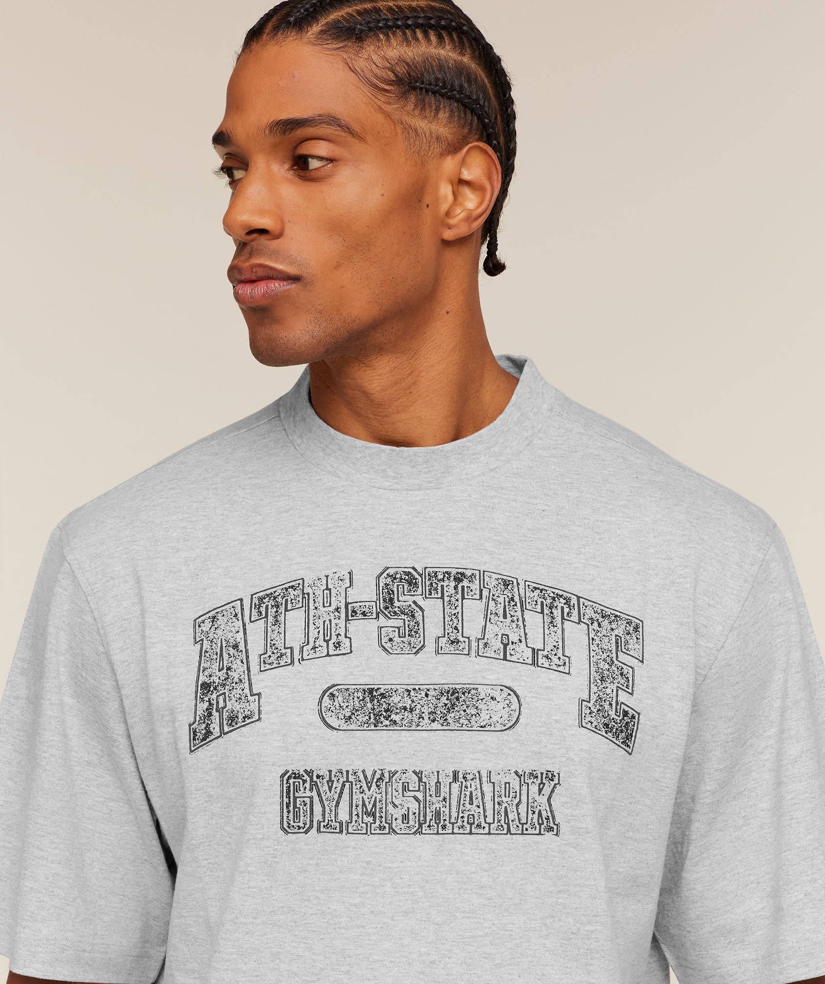 Gymshark Ath-State Graphic T-Shirt 'Light Grey Core Marl'