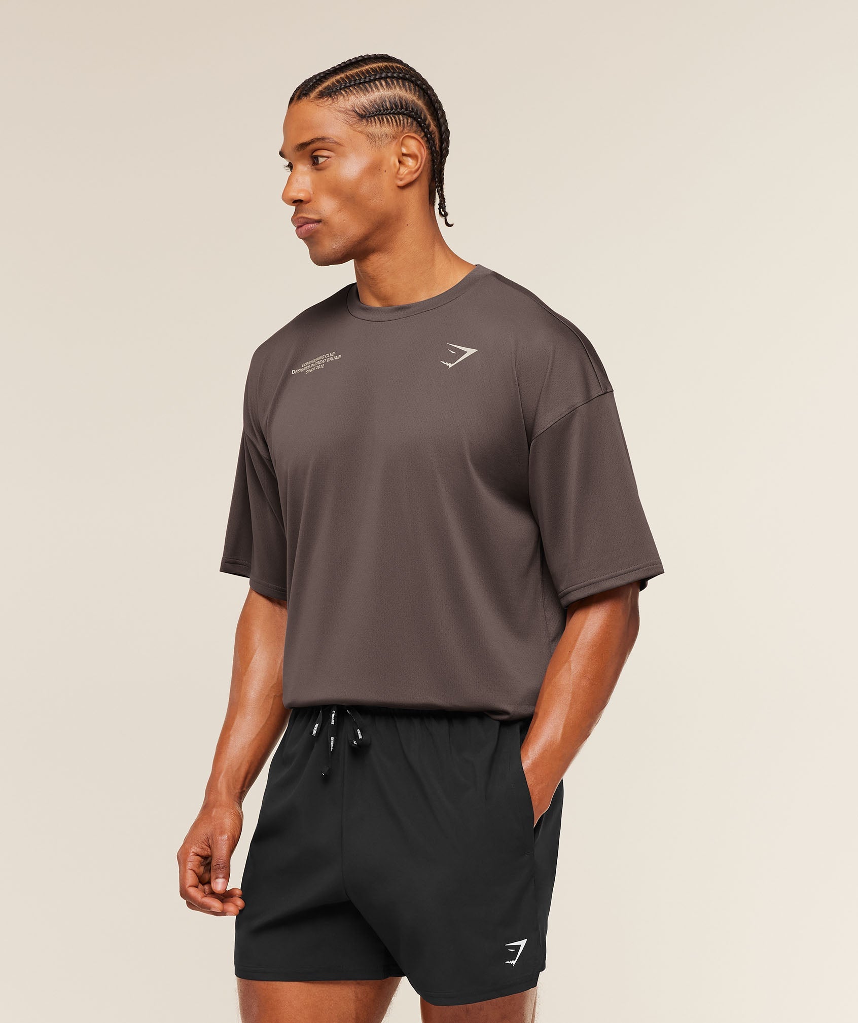 Gymshark Conditioning Club Oversized T-Shirt 'Cool Brown Tinted White'
