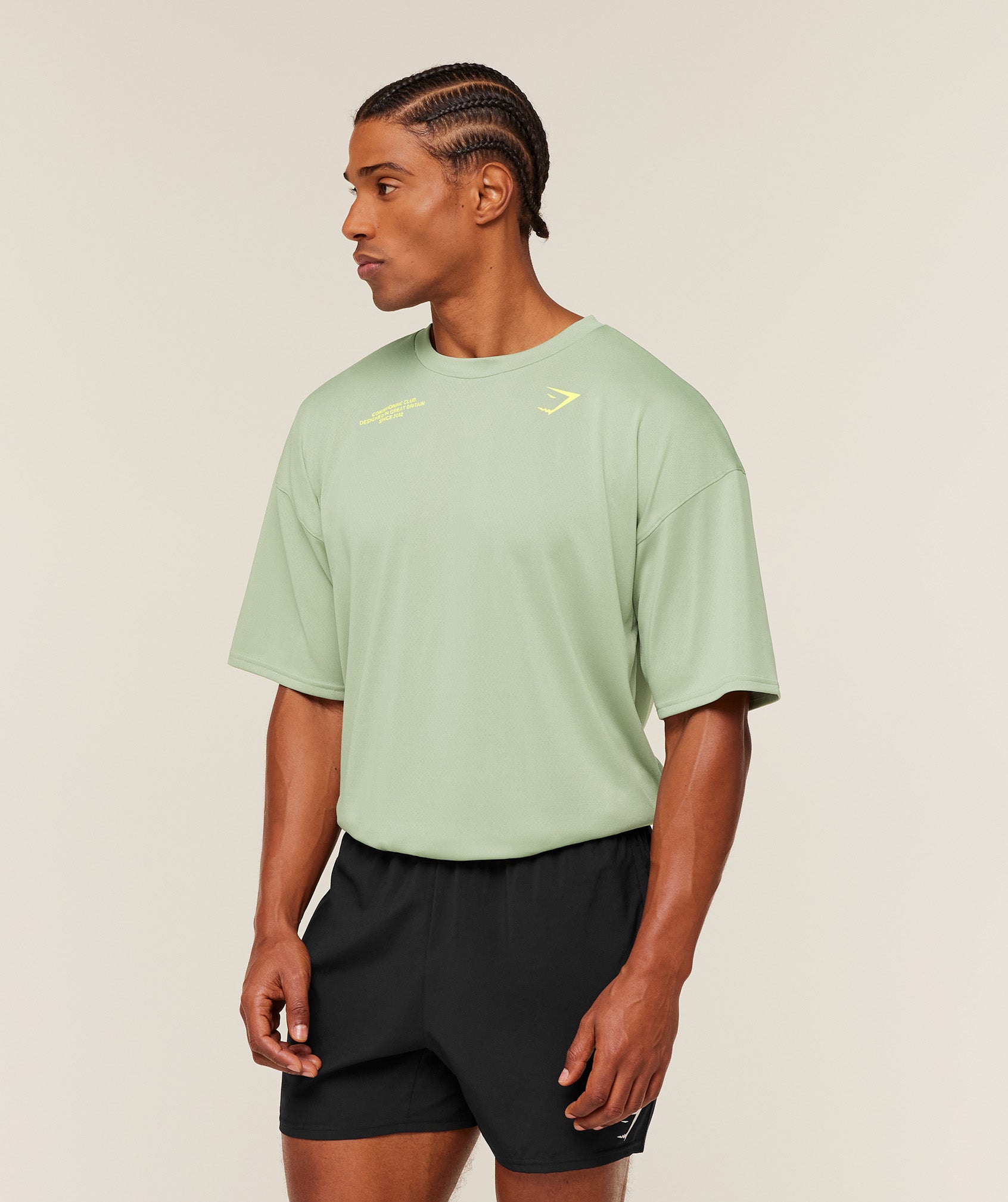 Gymshark Conditioning Club Oversized T-Shirt 'GS Haze Green GS Sorbet Yellow'