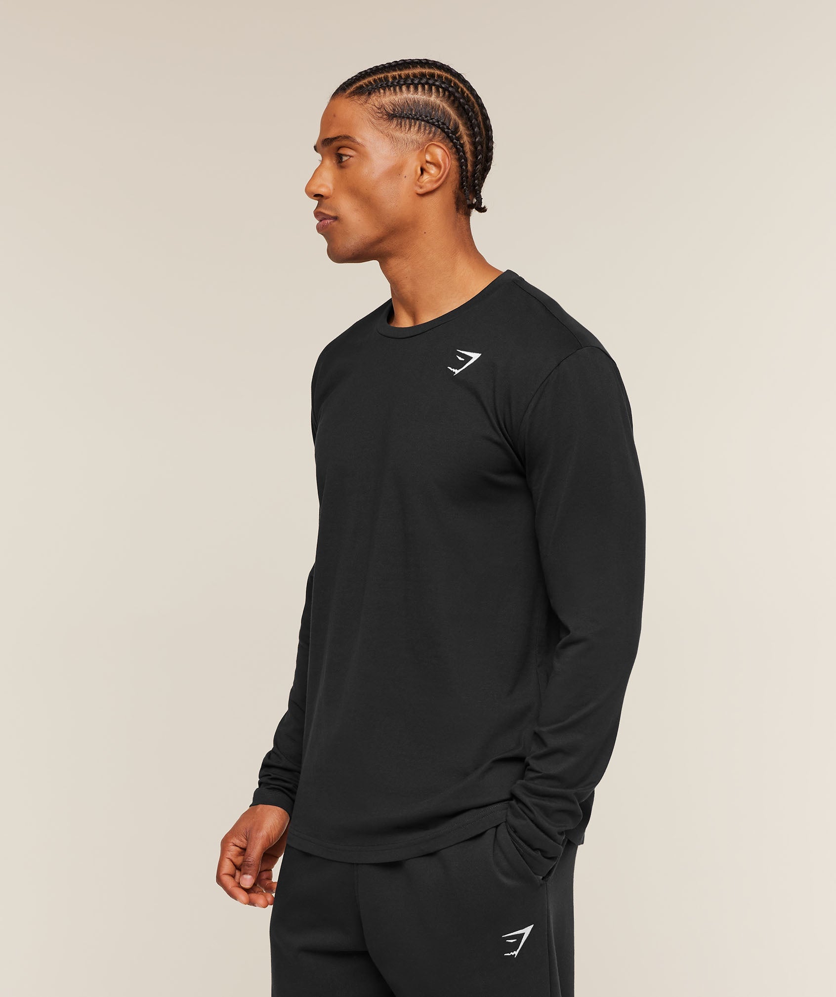 Gymshark Crest Long Sleeve T-Shirt 'Black'