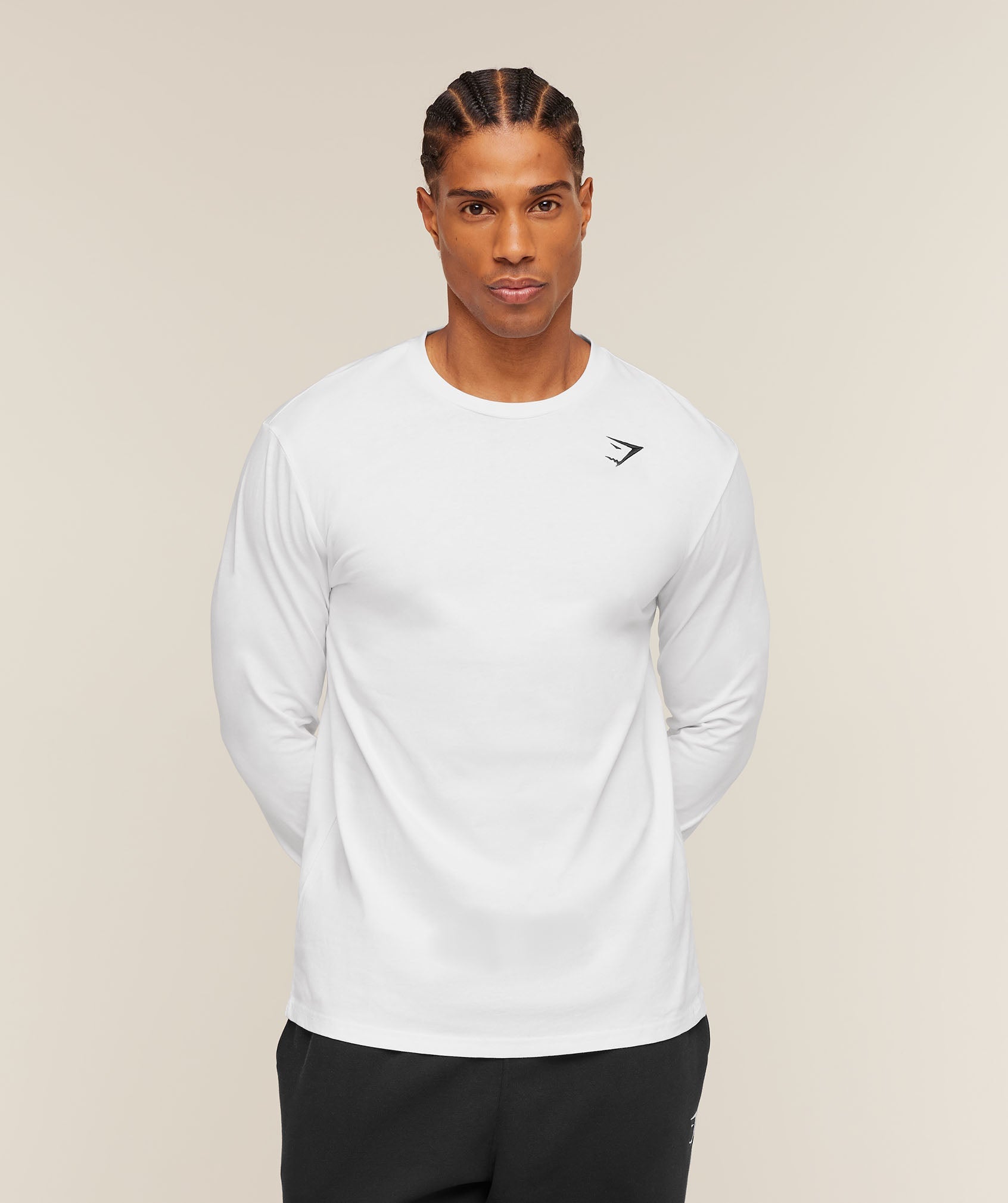 Gymshark Crest Long Sleeve T-Shirt 'White'