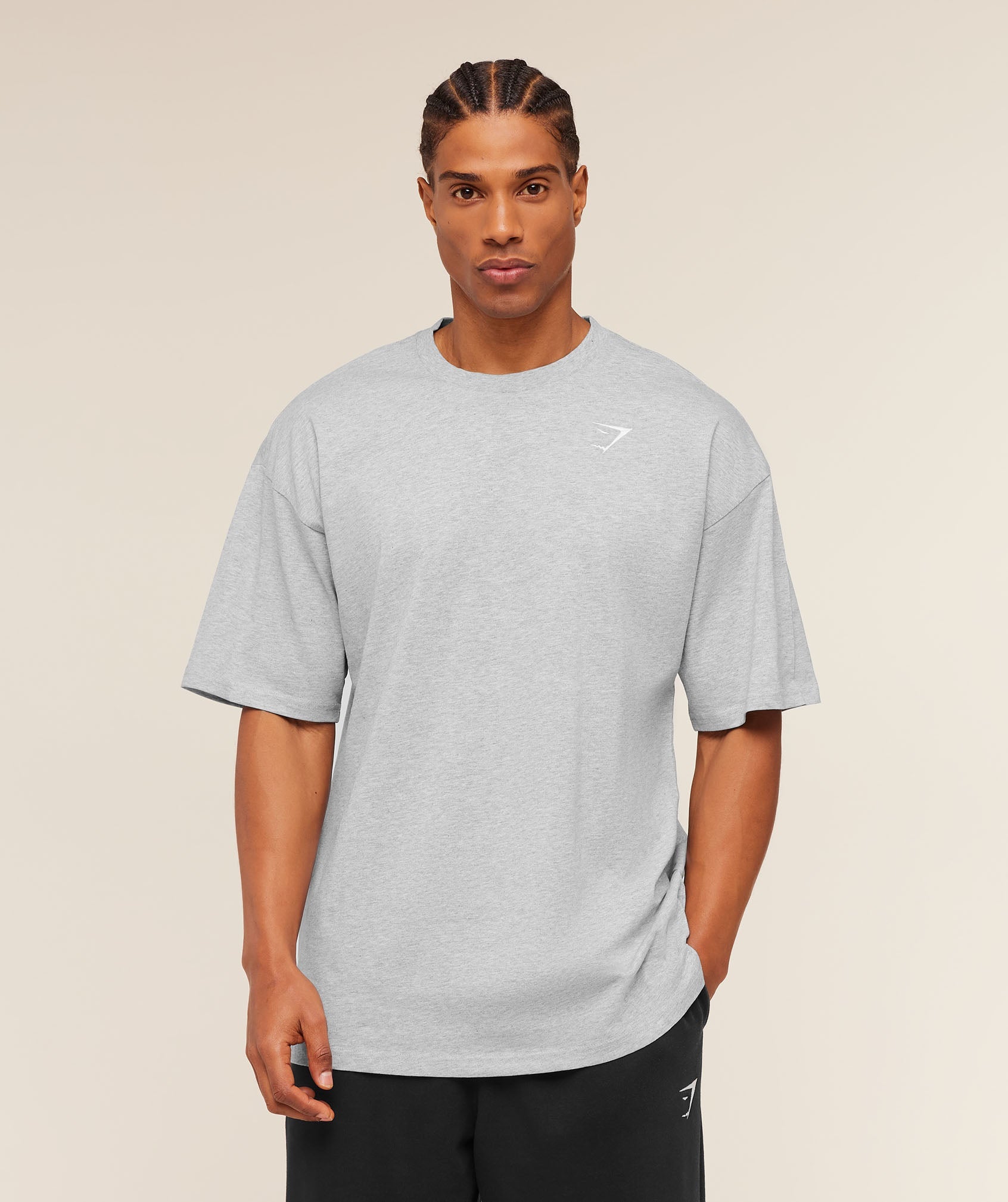 Gymshark Crest Oversized T-Shirt 'Light Grey Core Marl'