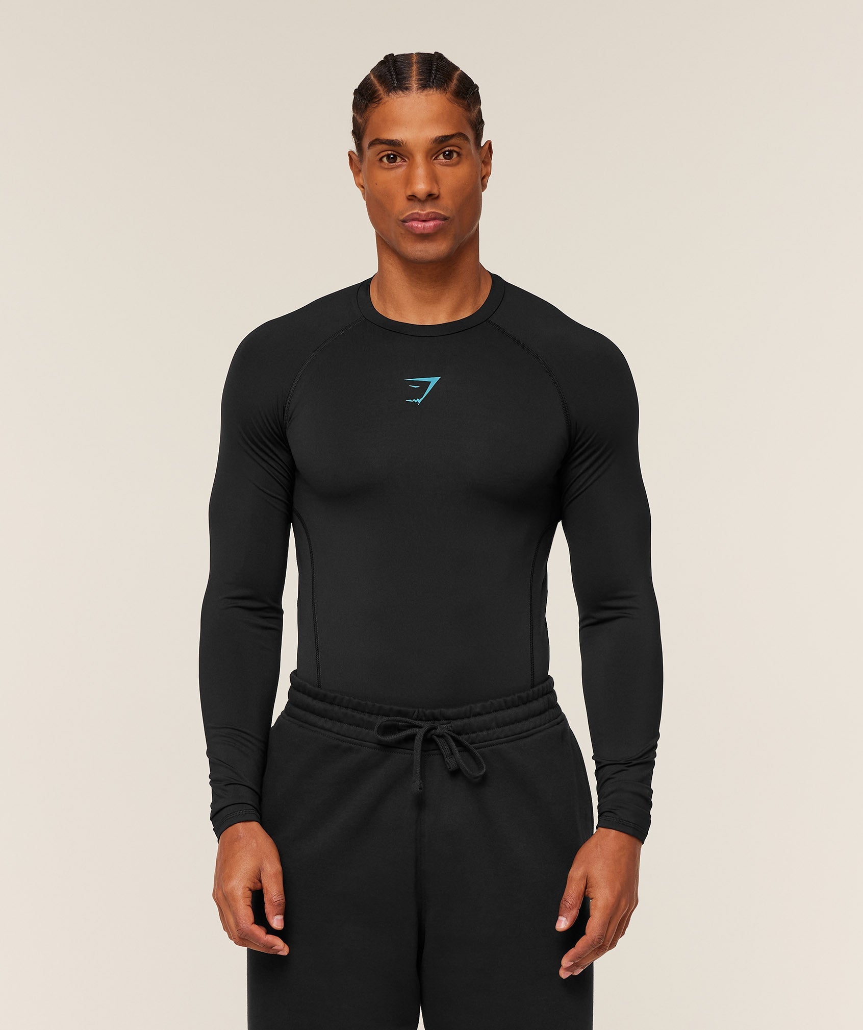 Gymshark Element Baselayer Long Sleeve T-Shirt 'Black Brand Blue'