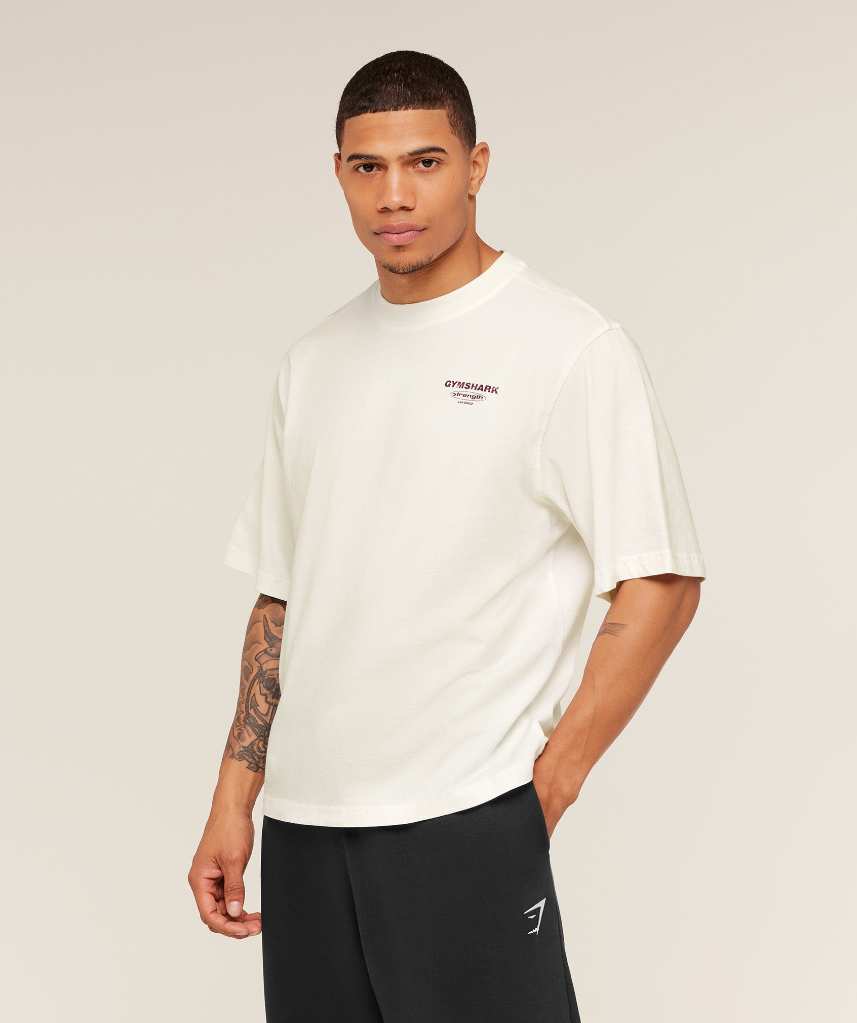 Gymshark Strength Stars Washed Graphic T-Shirt 'Soft White'