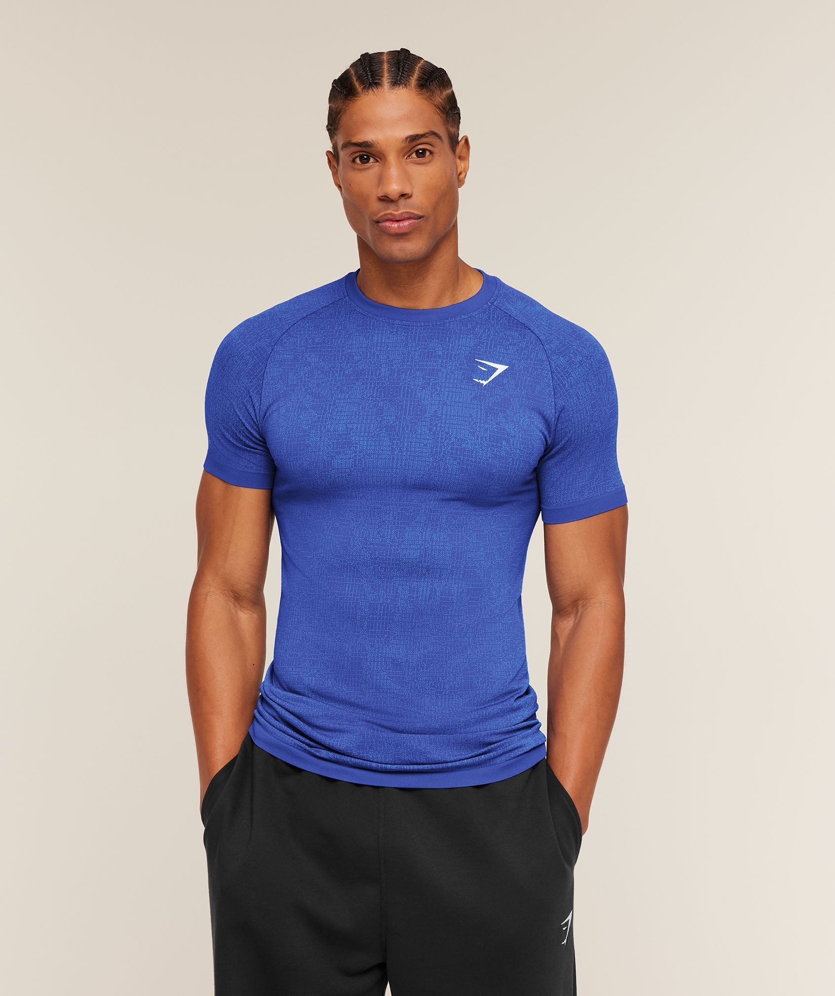 Gymshark Geo Seamless Grid T-Shirt 'Force Blue Steady Purple'