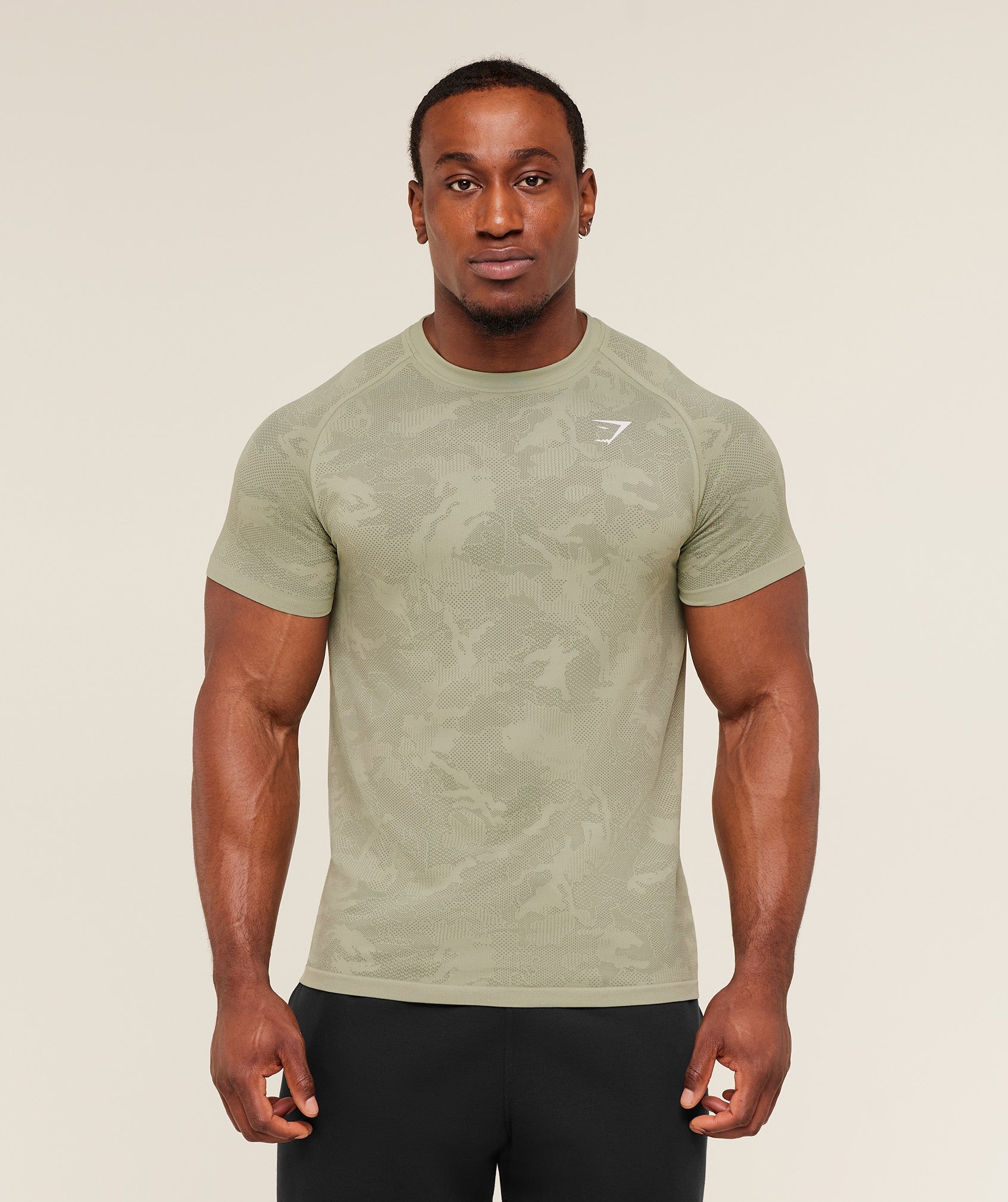 Gymshark Geo Seamless T-Shirt 'Haze Green Unit Green'