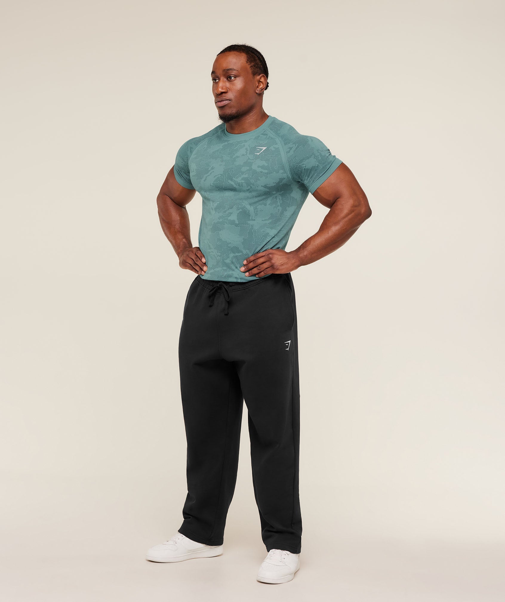 Gymshark Geo Seamless T-Shirt 'Storm Blue Stealth Blue'