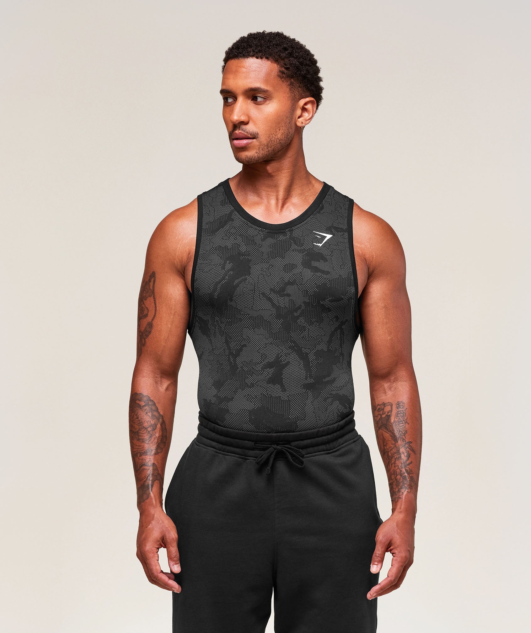 Gymshark Geo Seamless Tank 'Black Charcoal Grey'