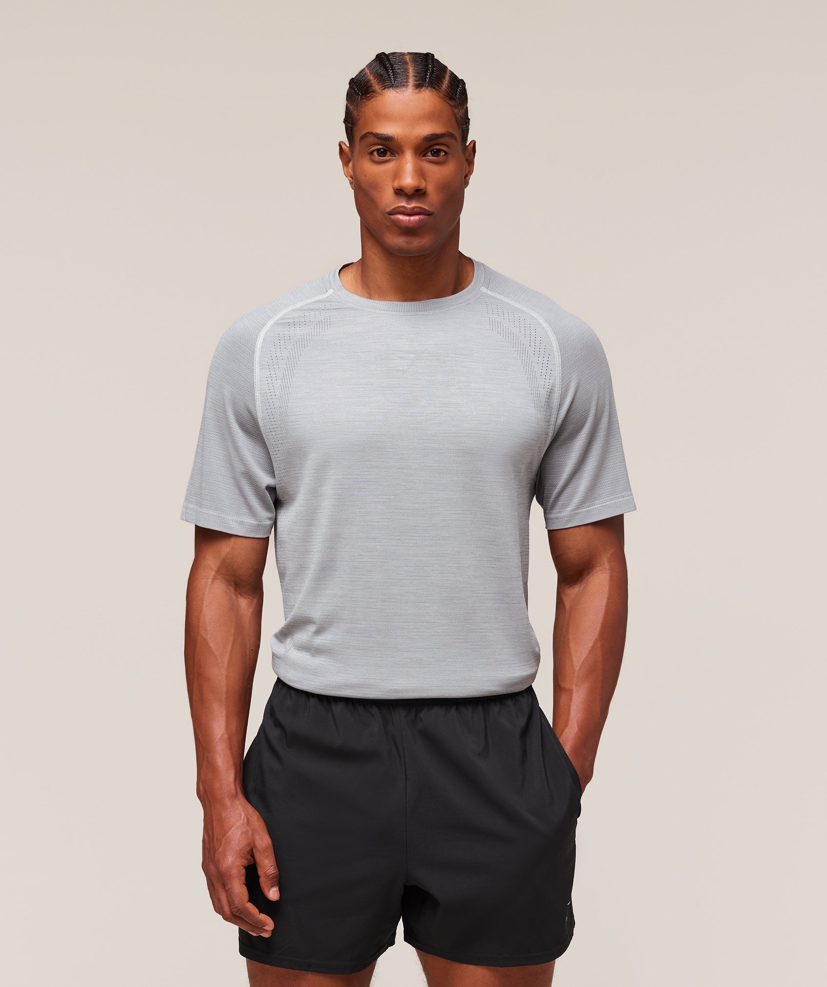 Gymshark Versatile Seamless T-Shirt 'Light Grey Smokey Grey'