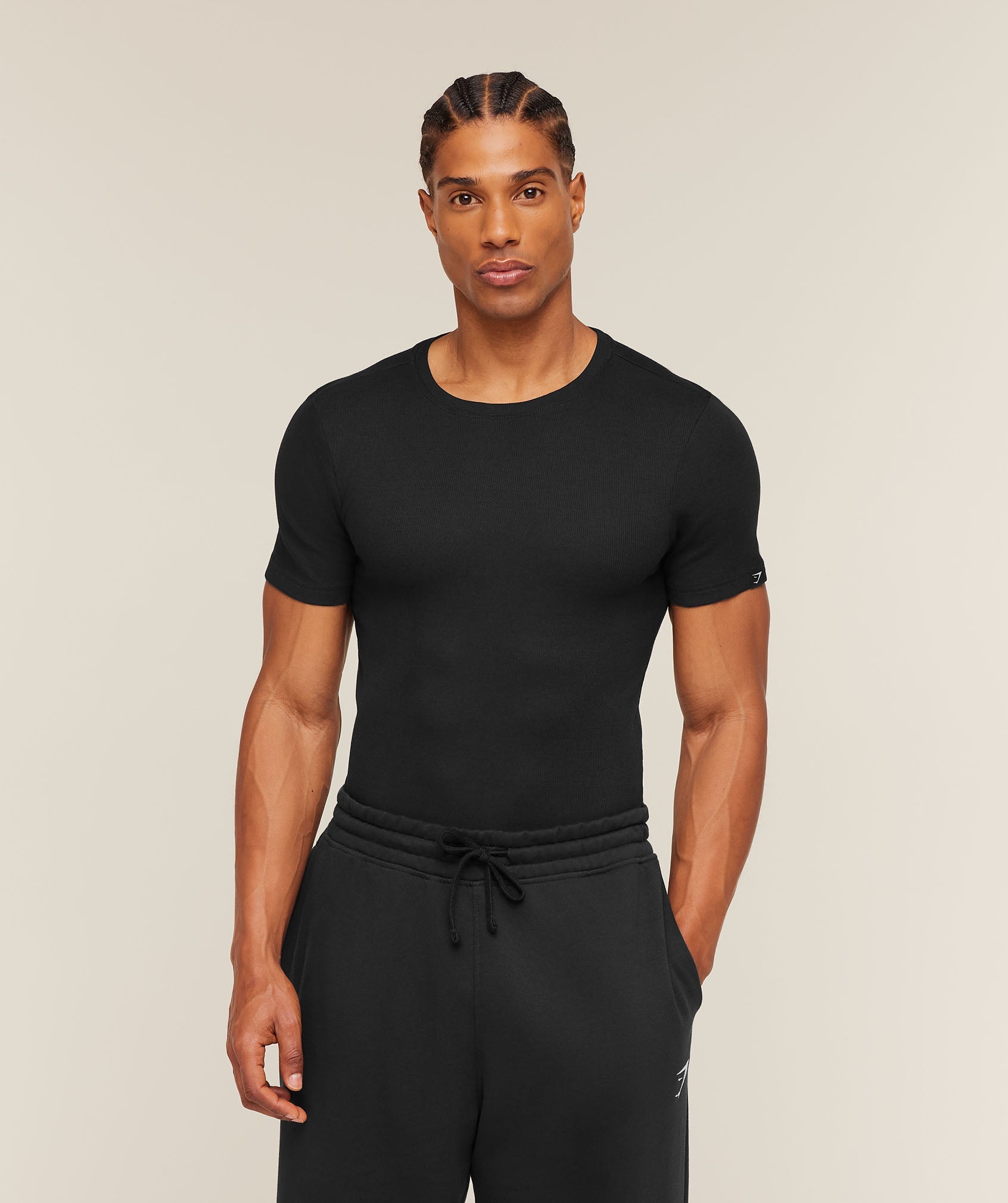 Gymshark Ribbed T-Shirt 'Black'