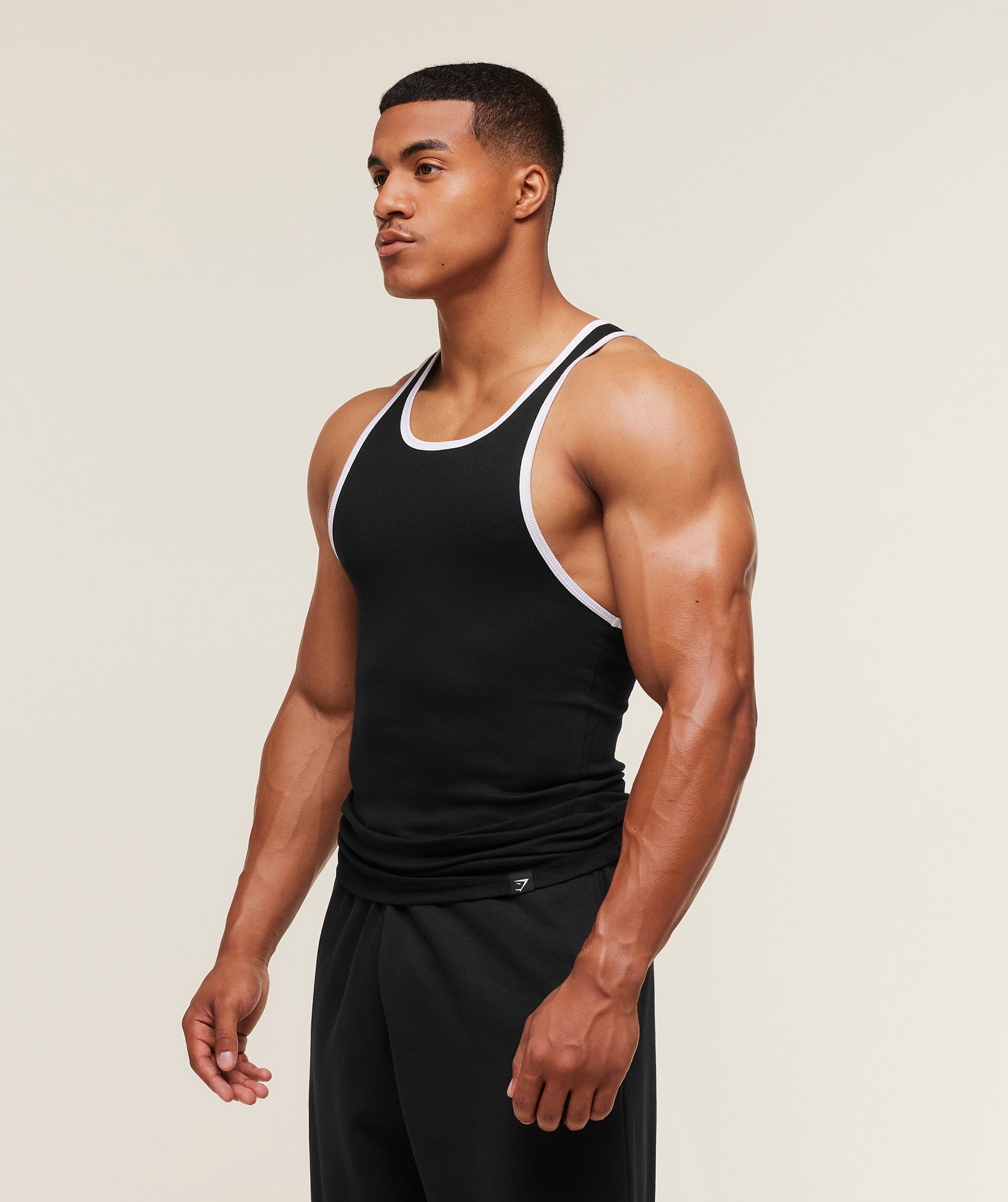 Gymshark Ribbed Tank 1PK 'Black White'