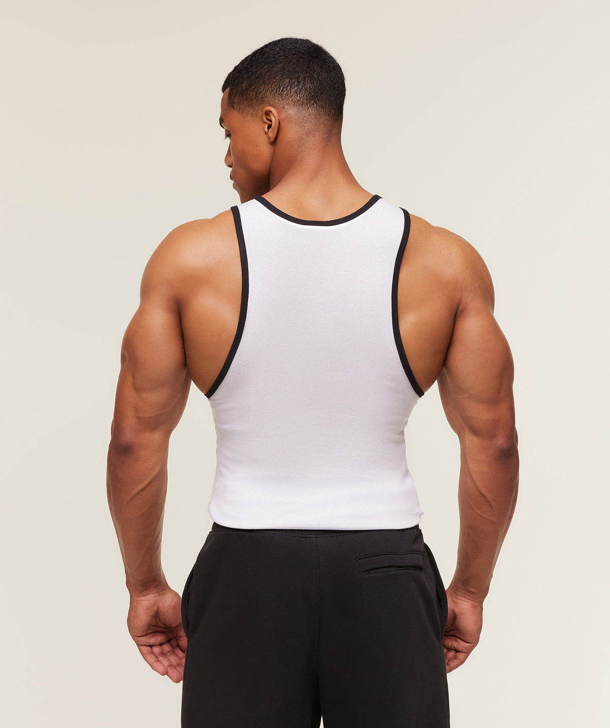 Gymshark Ribbed Tank 1PK 'White Black'