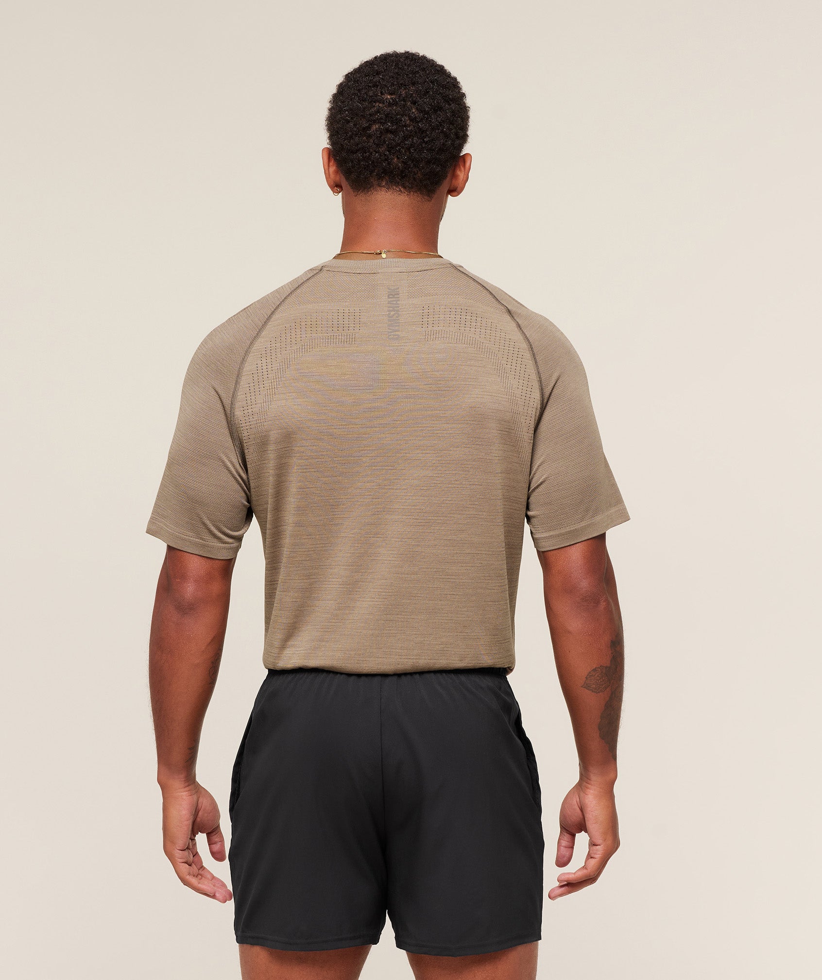 Gymshark Versatile Seamless T-Shirt 'Cement Brown Camo Brown'