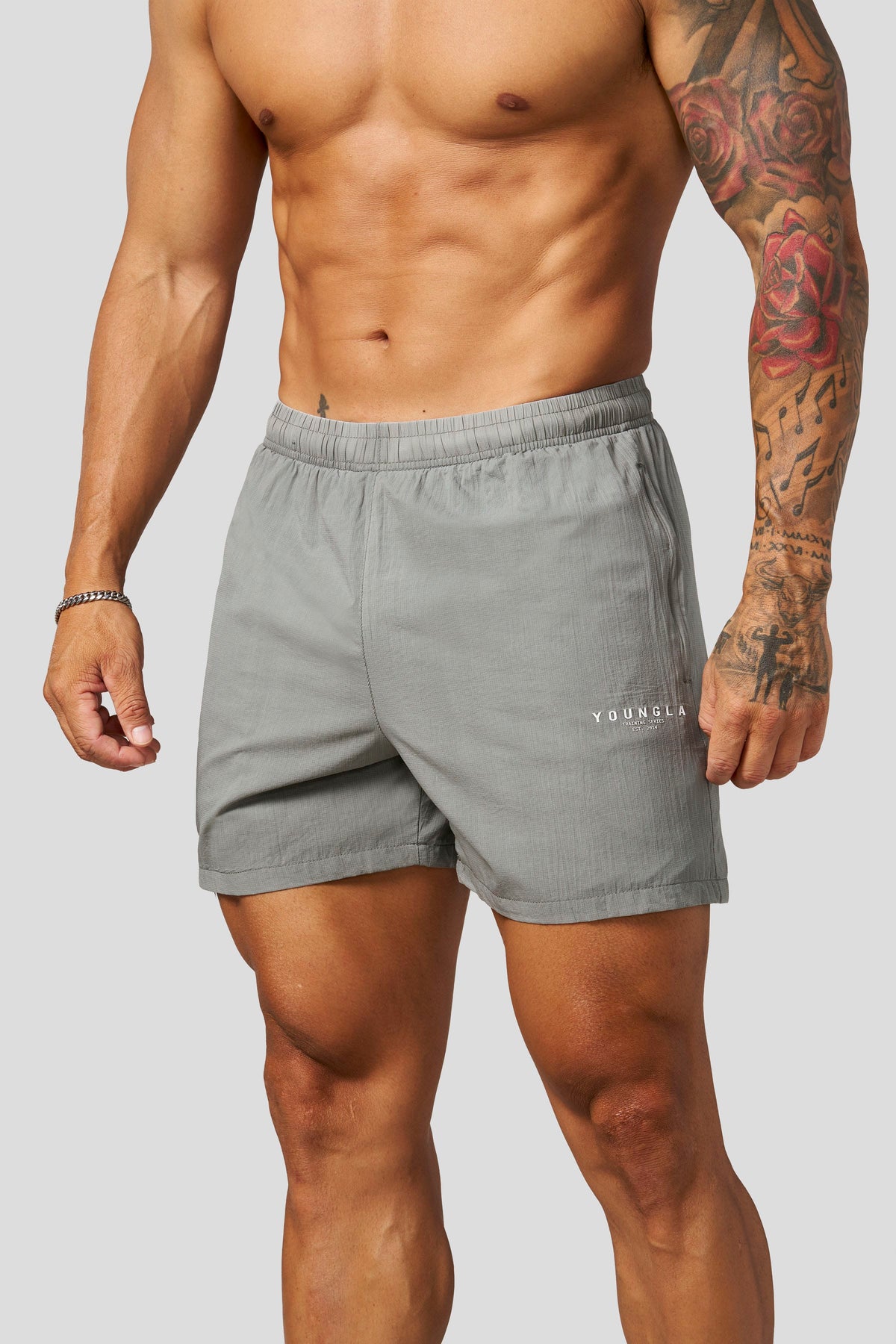 YoungLA 1072 - Training Series Washed Shorts 'Grey'