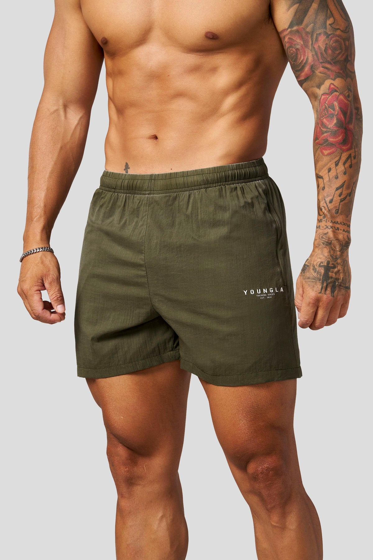 YoungLA 1072 - Training Series Washed Shorts 'Olive'