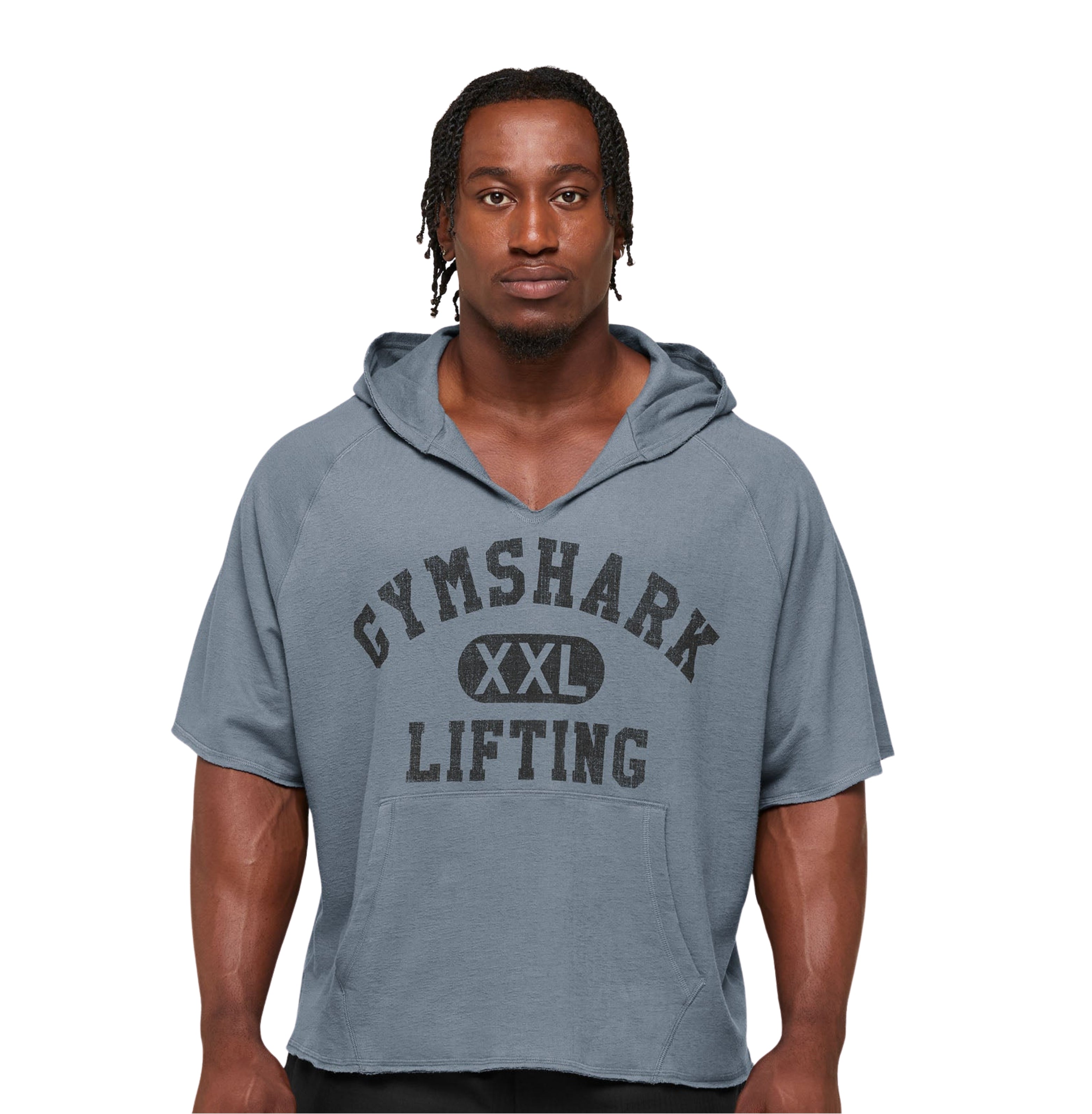 Gymshark Summer Pump Cover Short Sleeve Hoodie 'Iron Blue'
