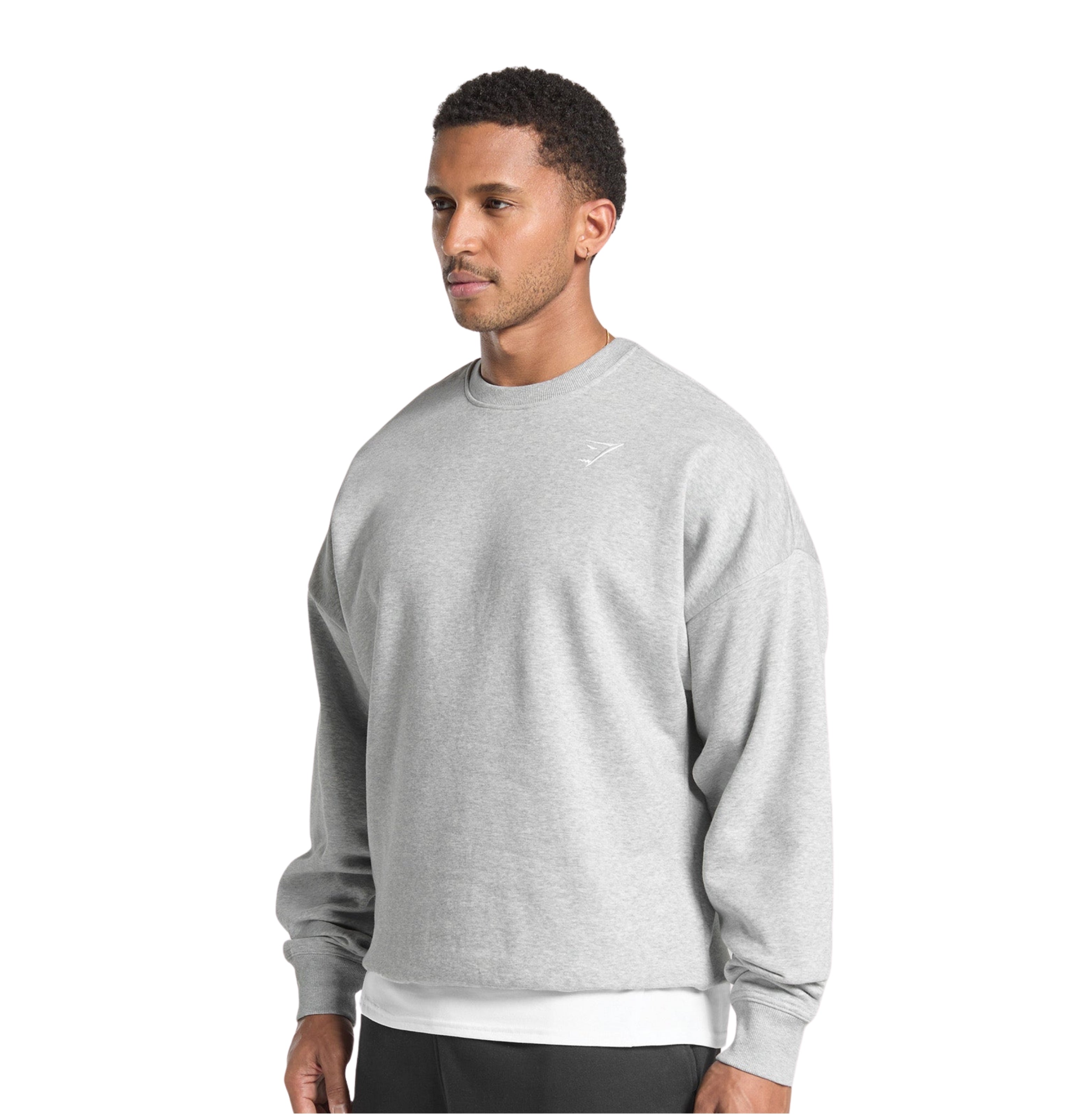 Gymshark Oversized Crest Crew 'Light Grey Core Marl'