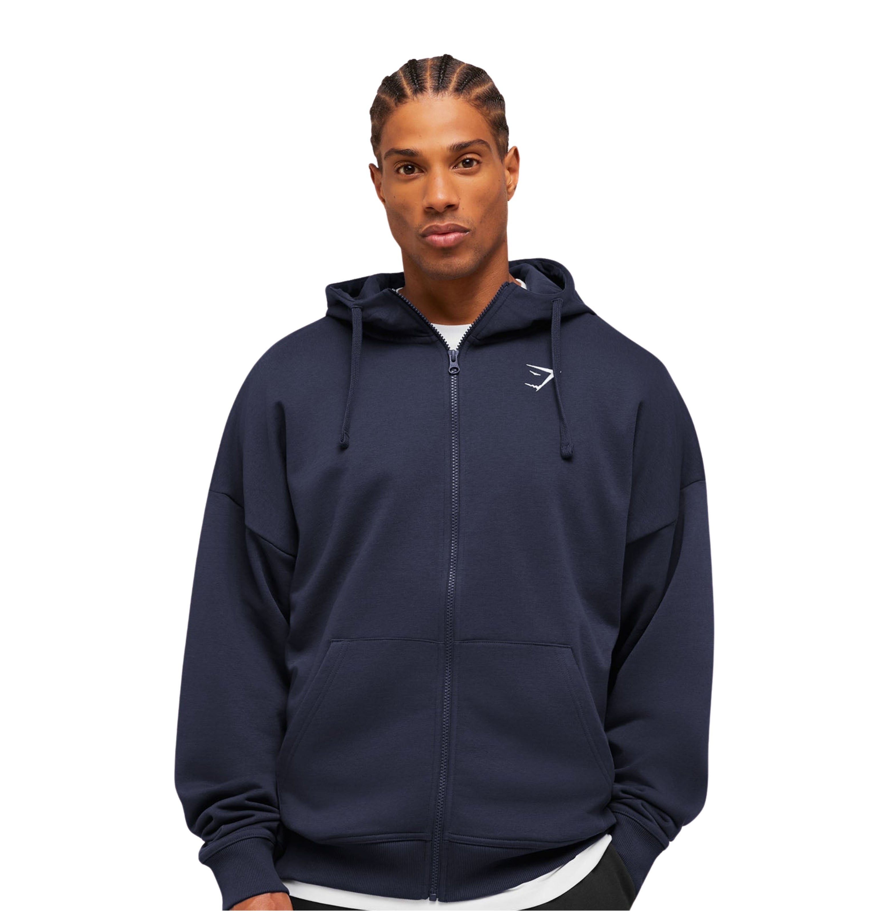 Gymshark Crest Oversized Zip Up Hoodie 'Heavy Blue'