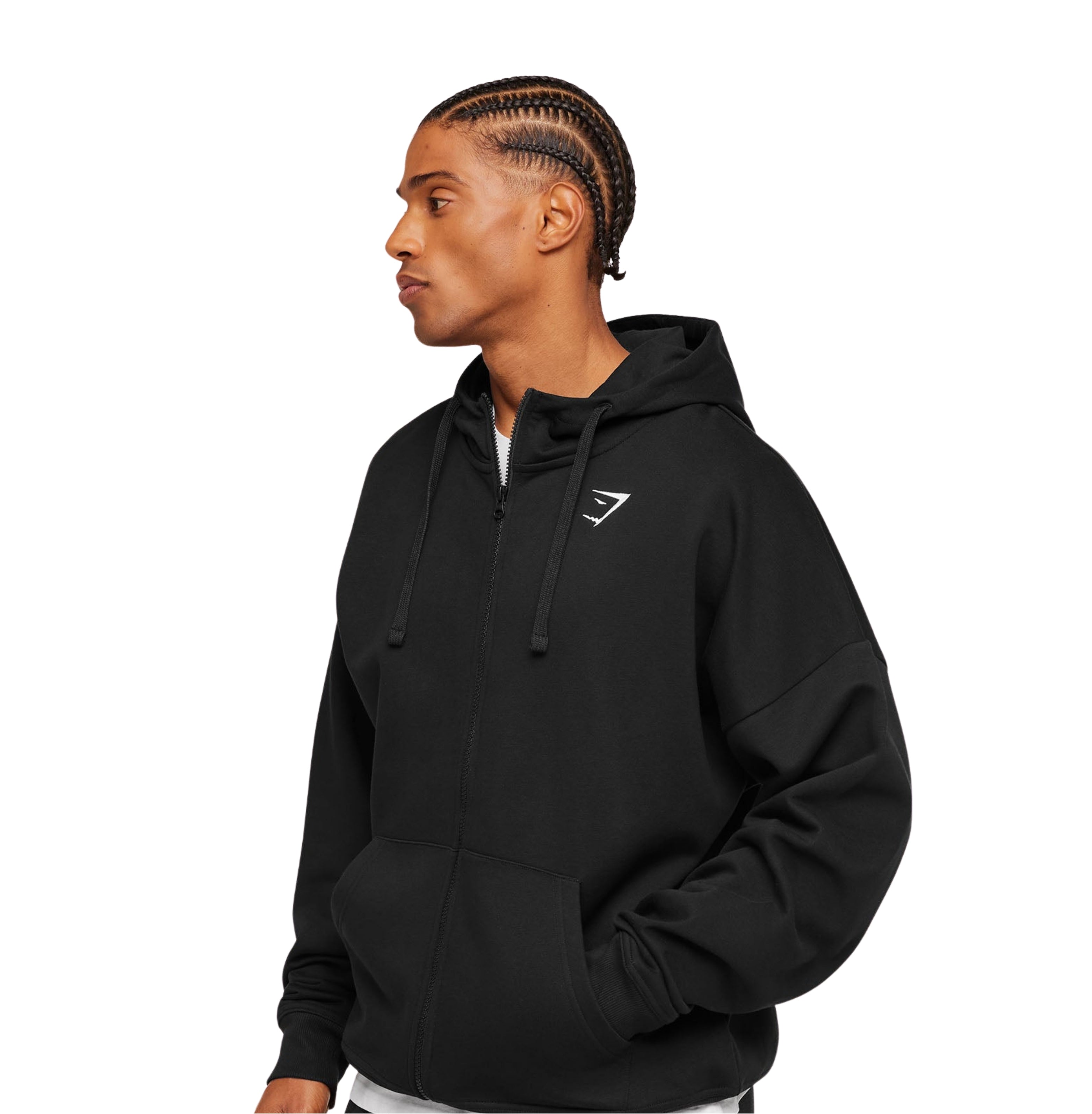 Gymshark Crest Oversized Zip Up Hoodie 'Black'