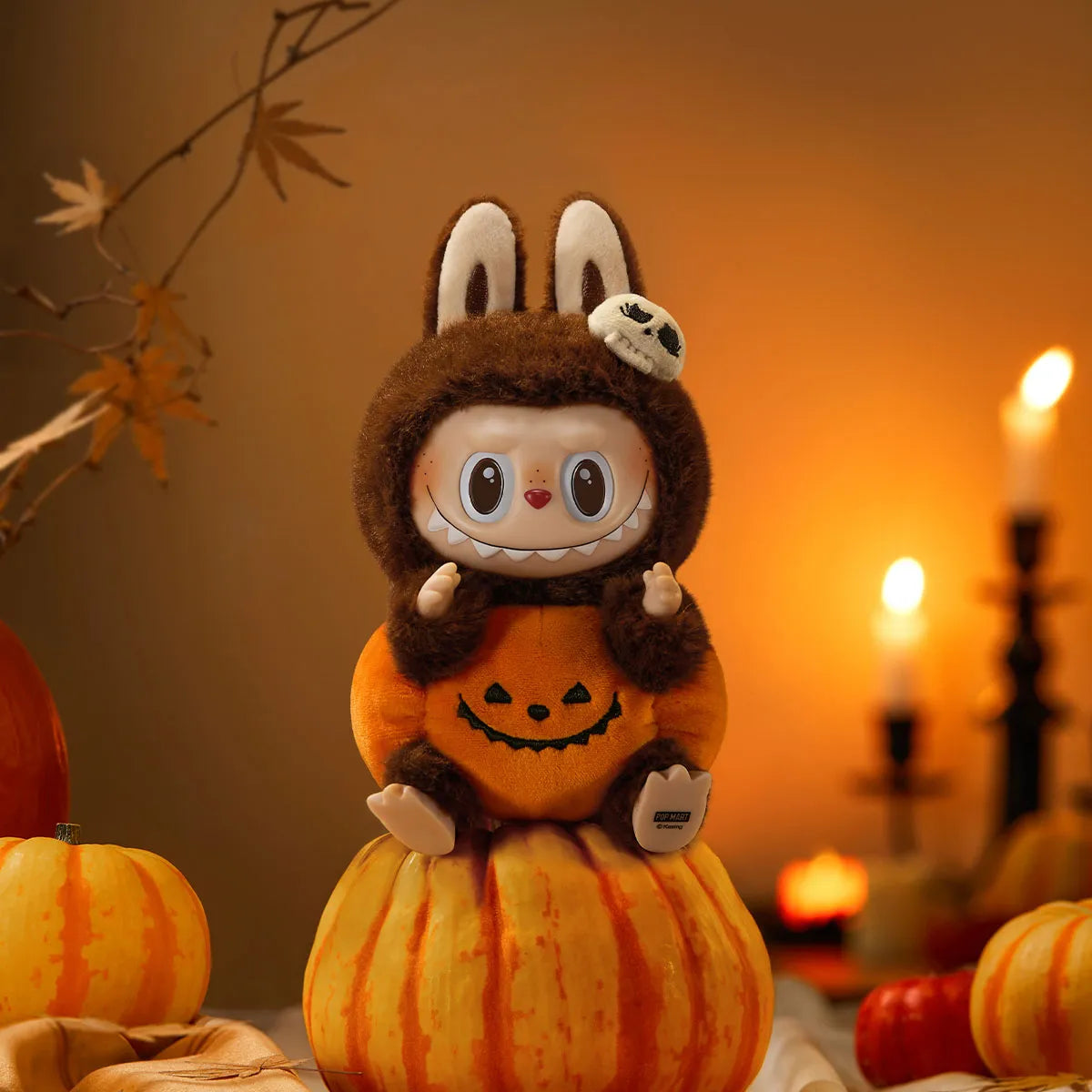 Pop Mart Labubu Happy Halloween Party Series-Sitting Pumpkin Vinyl Plush Pendant Sale price