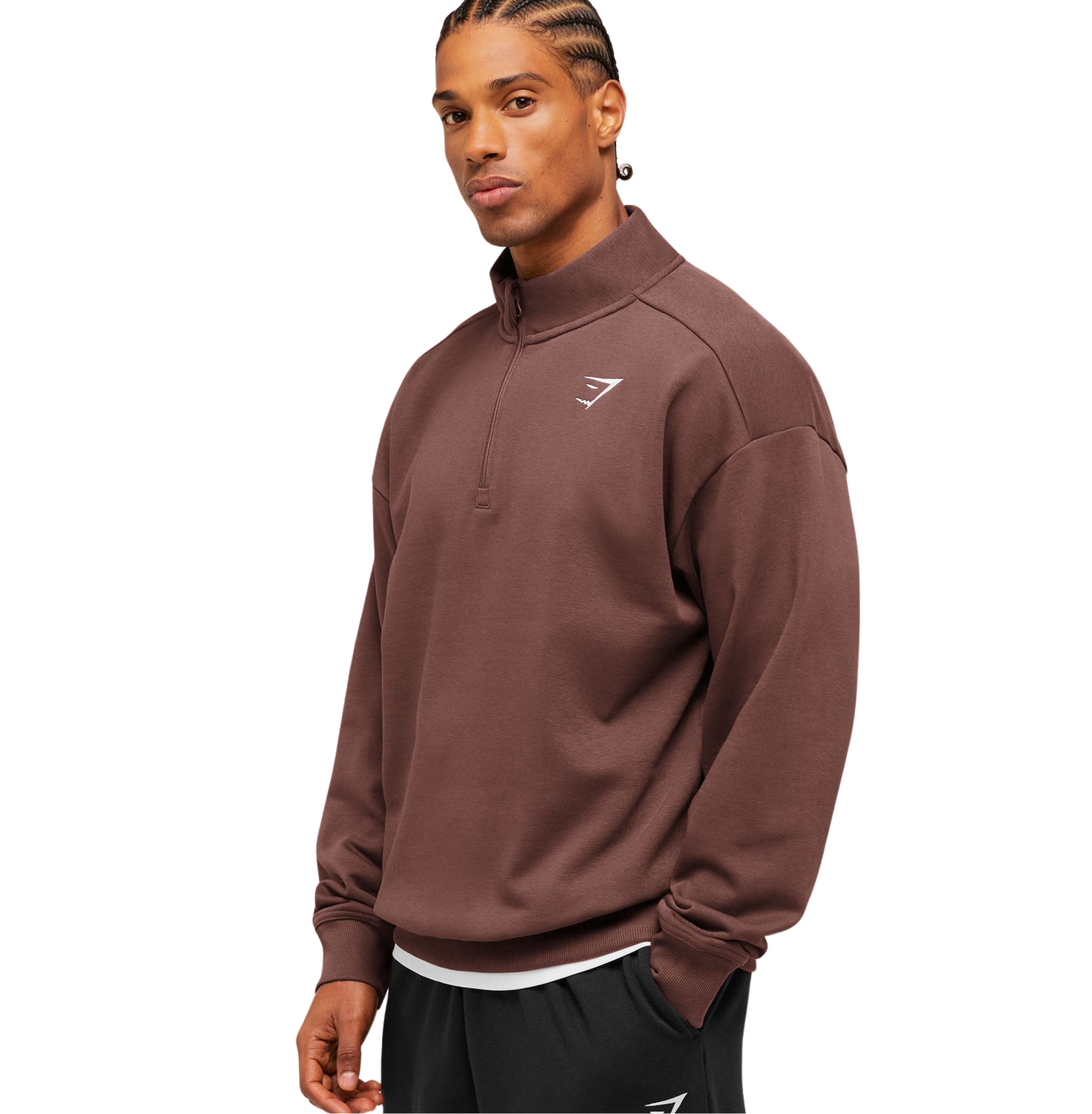 Gymshark Crest Oversized 1/4 Zip 'Espresso Brown'