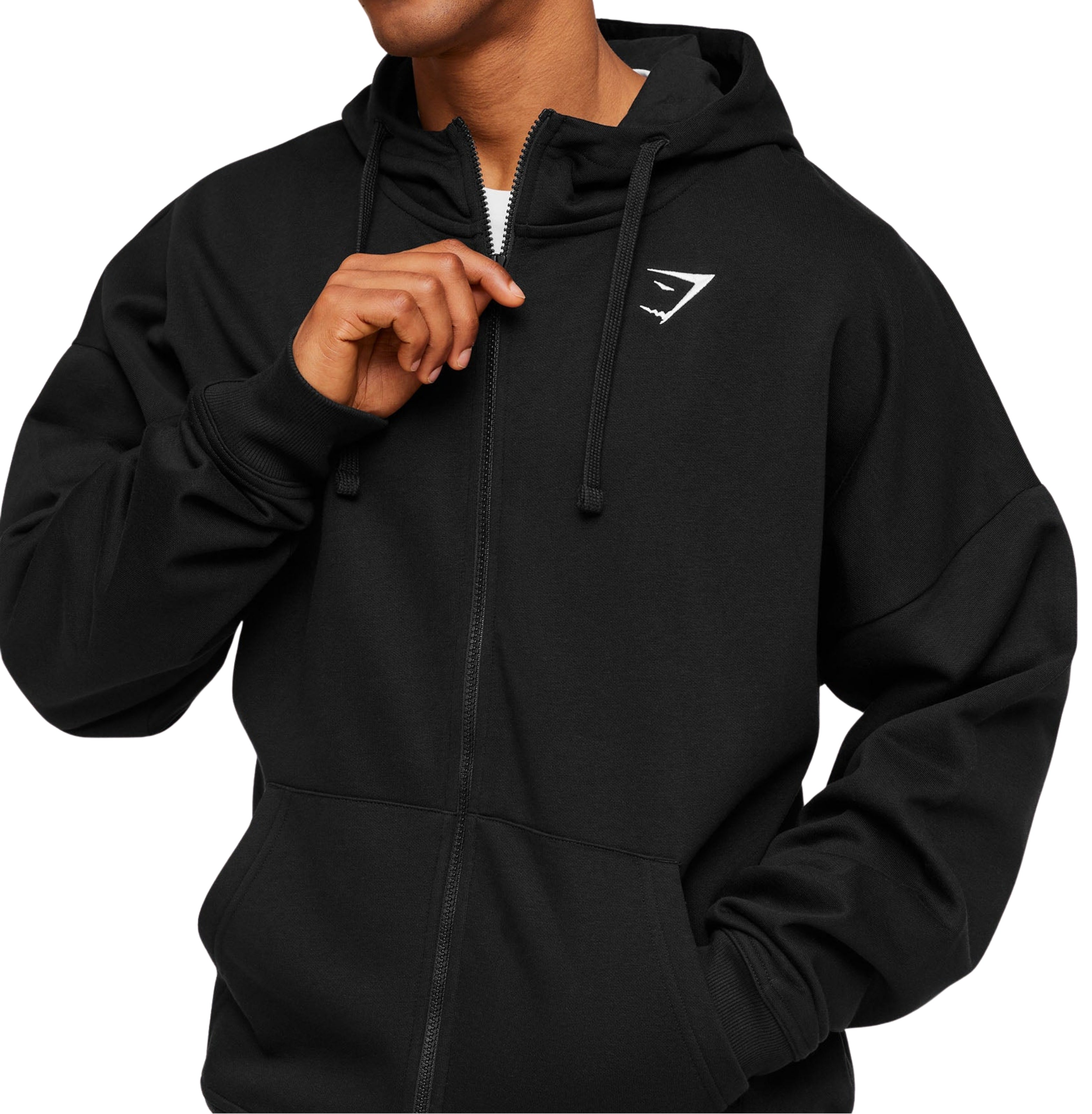 Gymshark Crest Oversized Zip Up Hoodie 'Black'